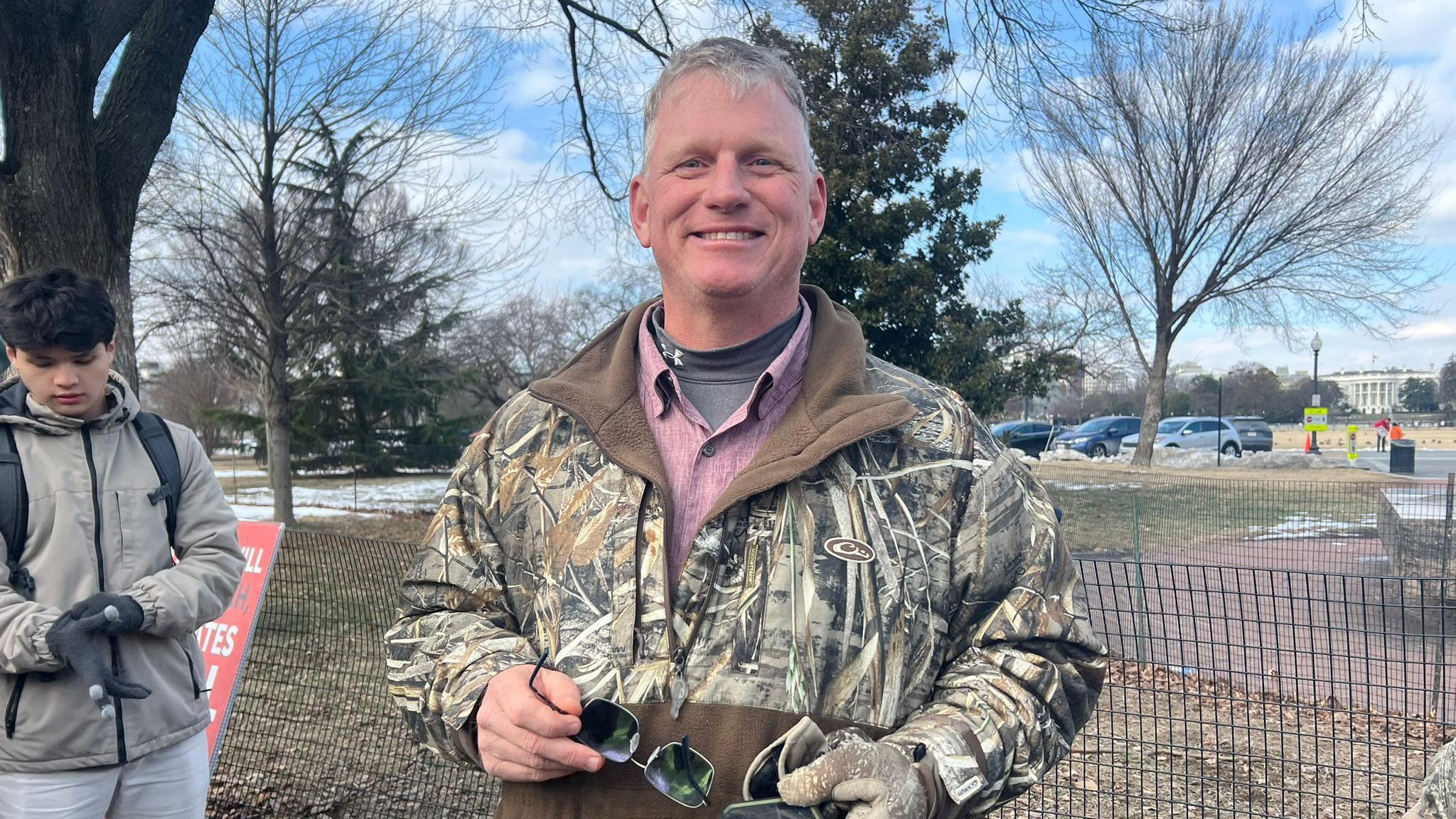 Coleman Boyd wearing a camo jacket in Washington DC