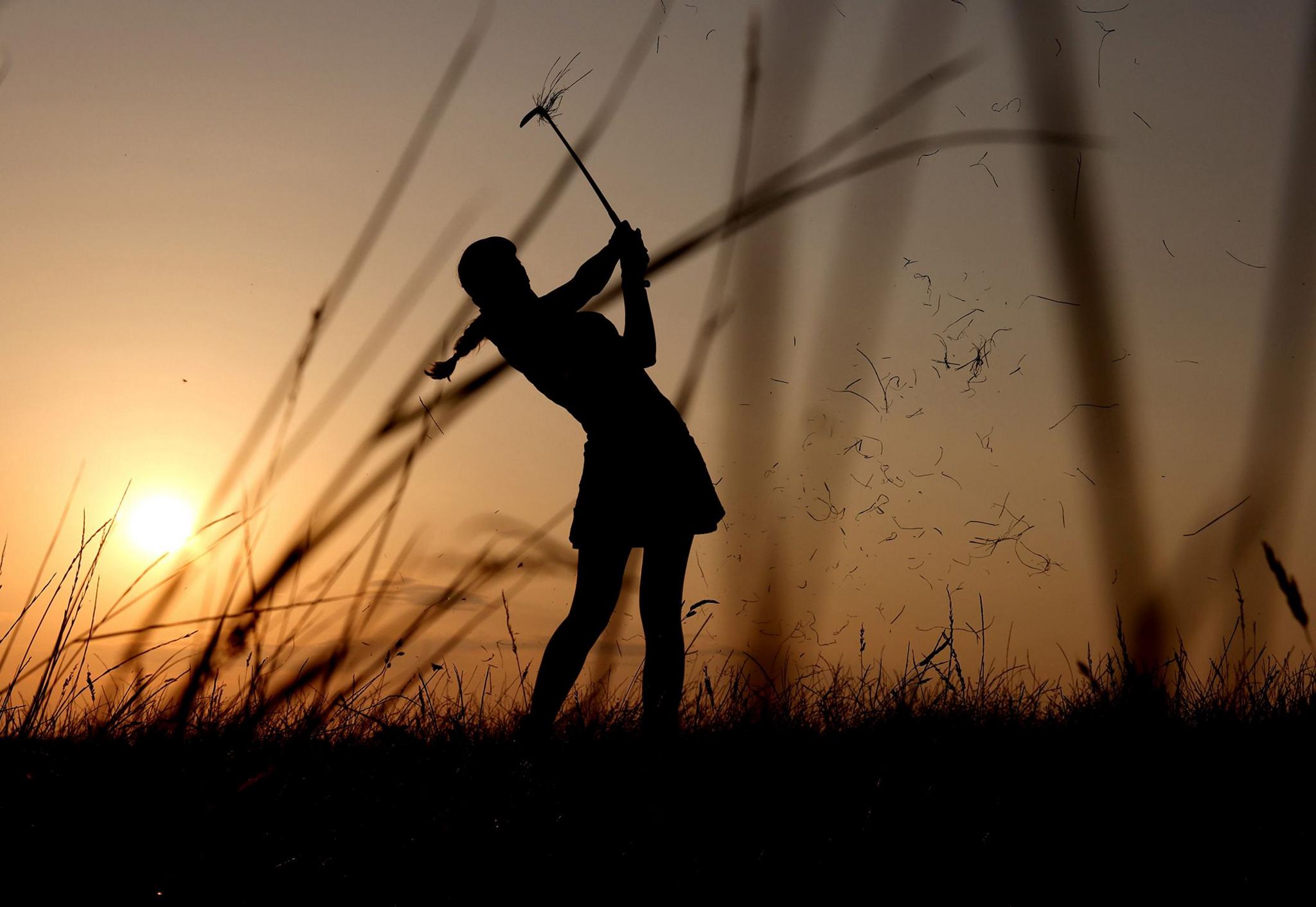 South Africa's Kaylee Webster plays her second shot on the 18th hole during day two of The R&A Girls' Amateur Championship at Conwy Golf Club in Conwy, Wales. Photo by Jasper Wax