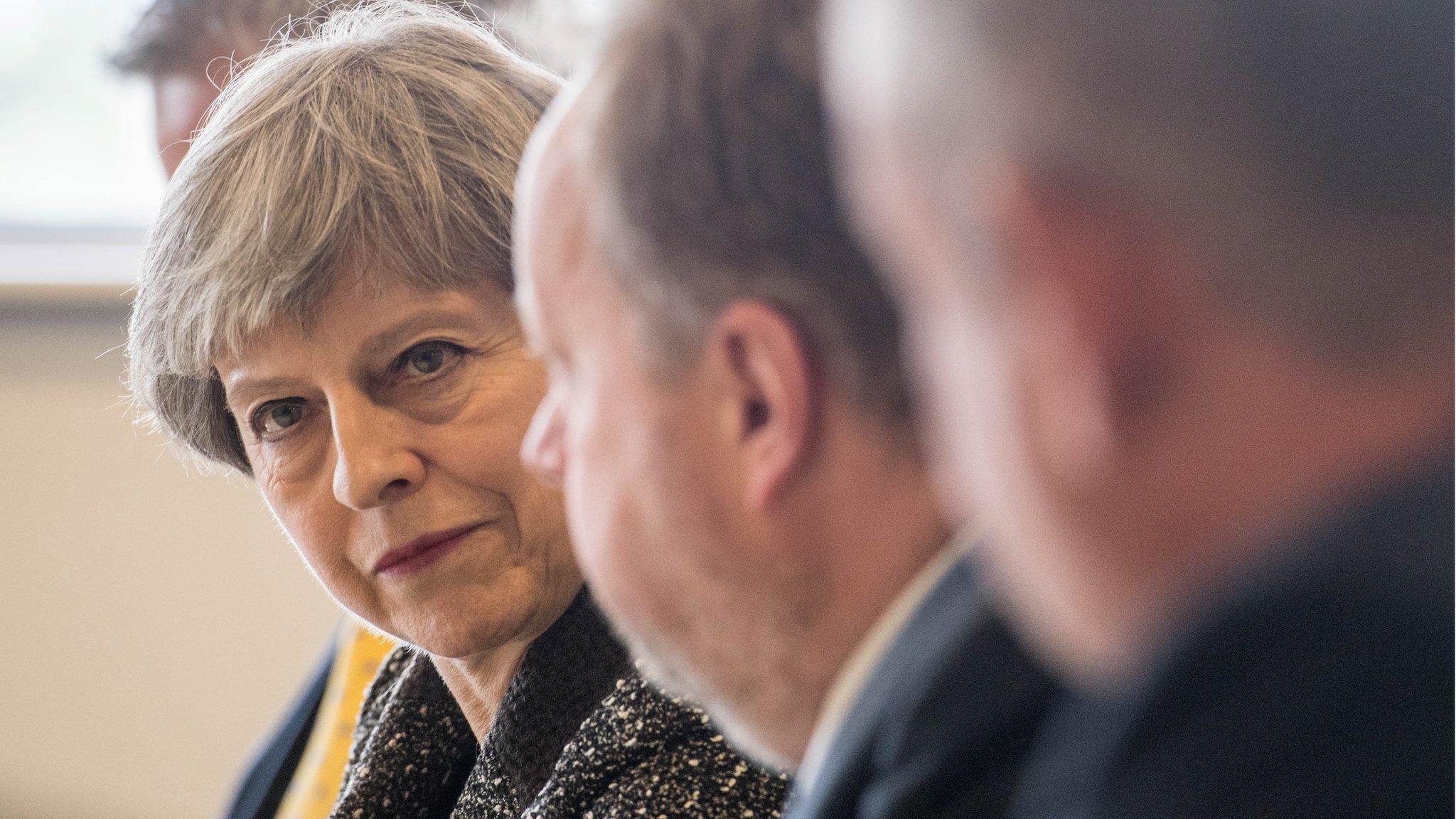 Theresa May at round table event in south Wales