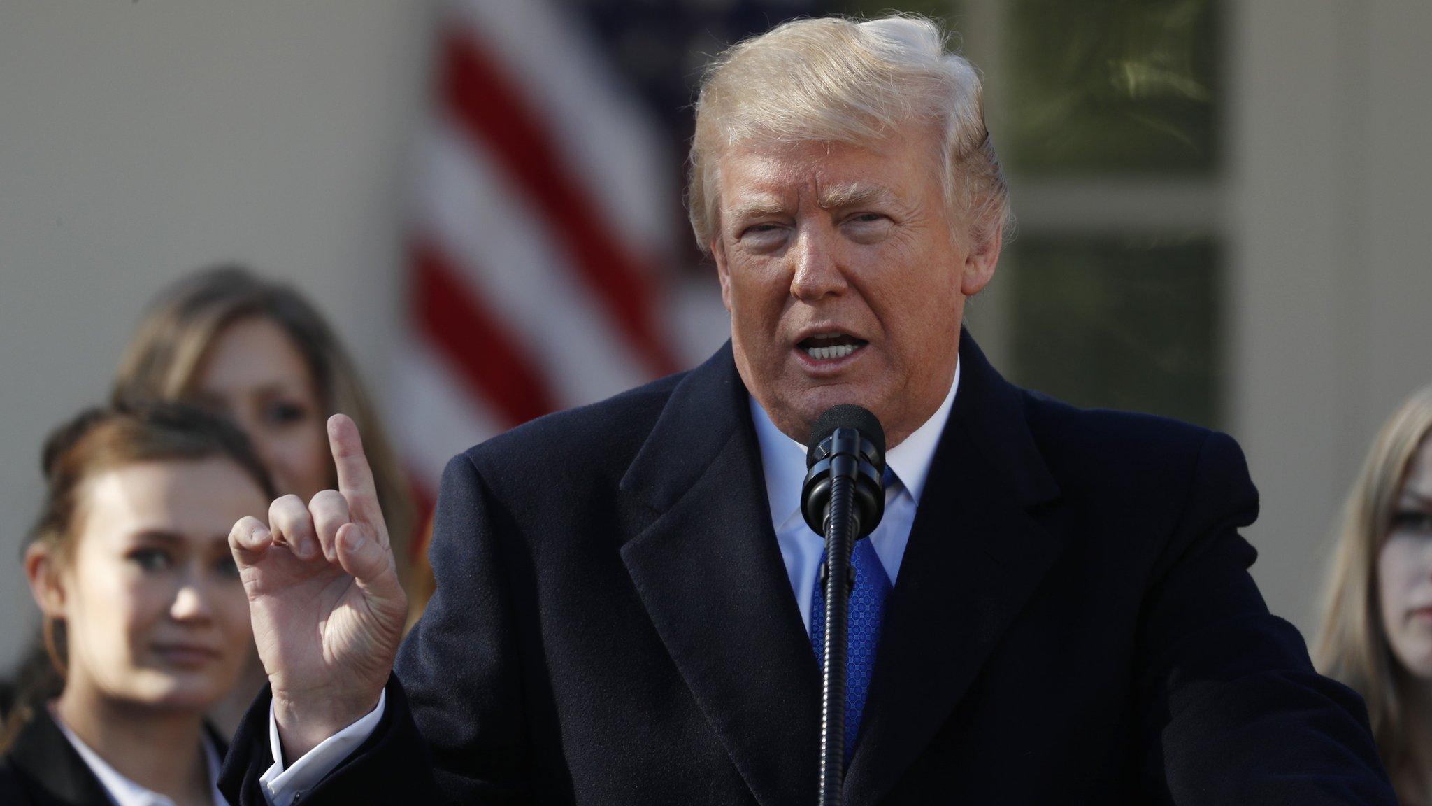 US President Donald Trump addresses the annual March for Life rally