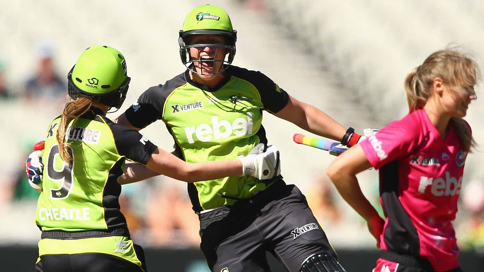 Sydney Thunder's Claire Koski and Lauren Cheatle celebrate