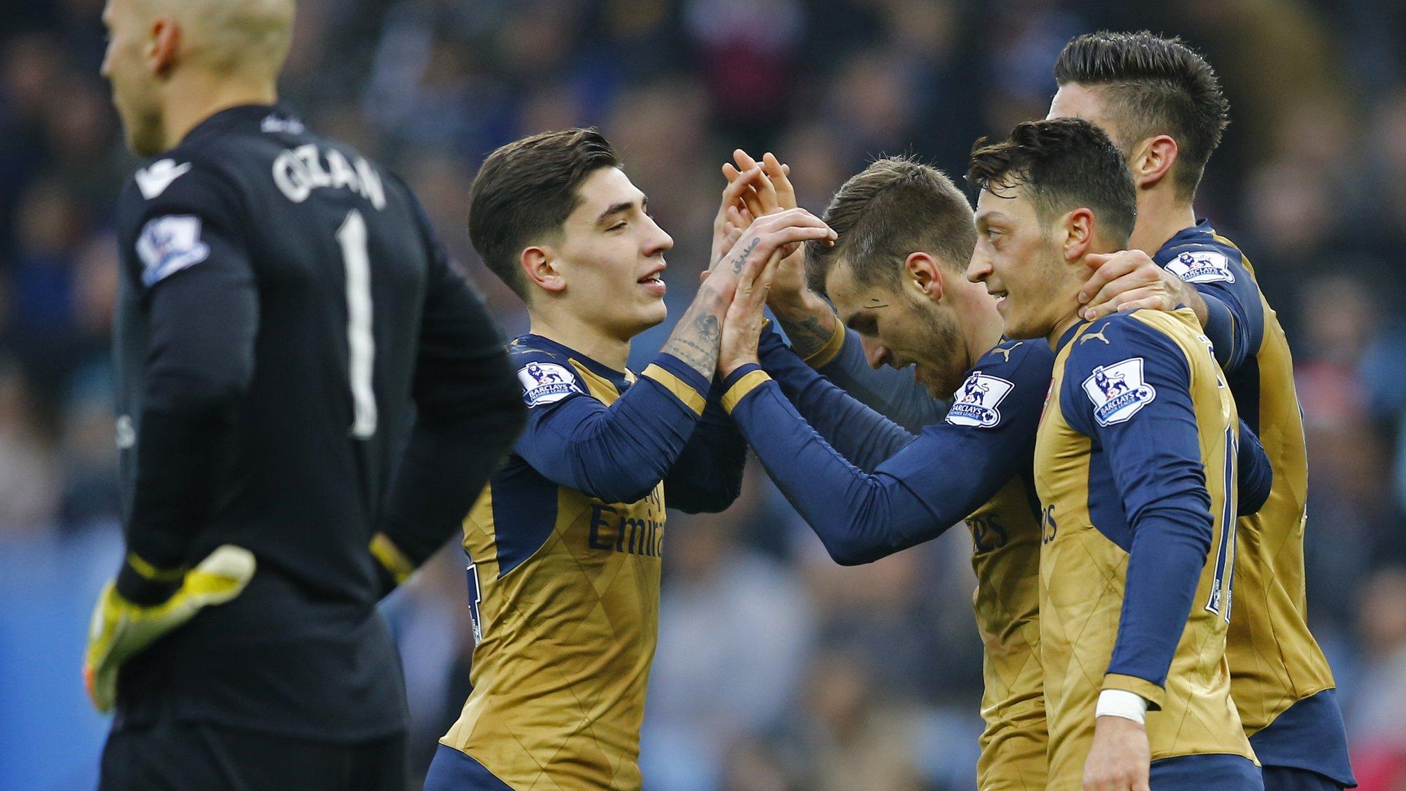 Aaron Ramsey celebrates scoring