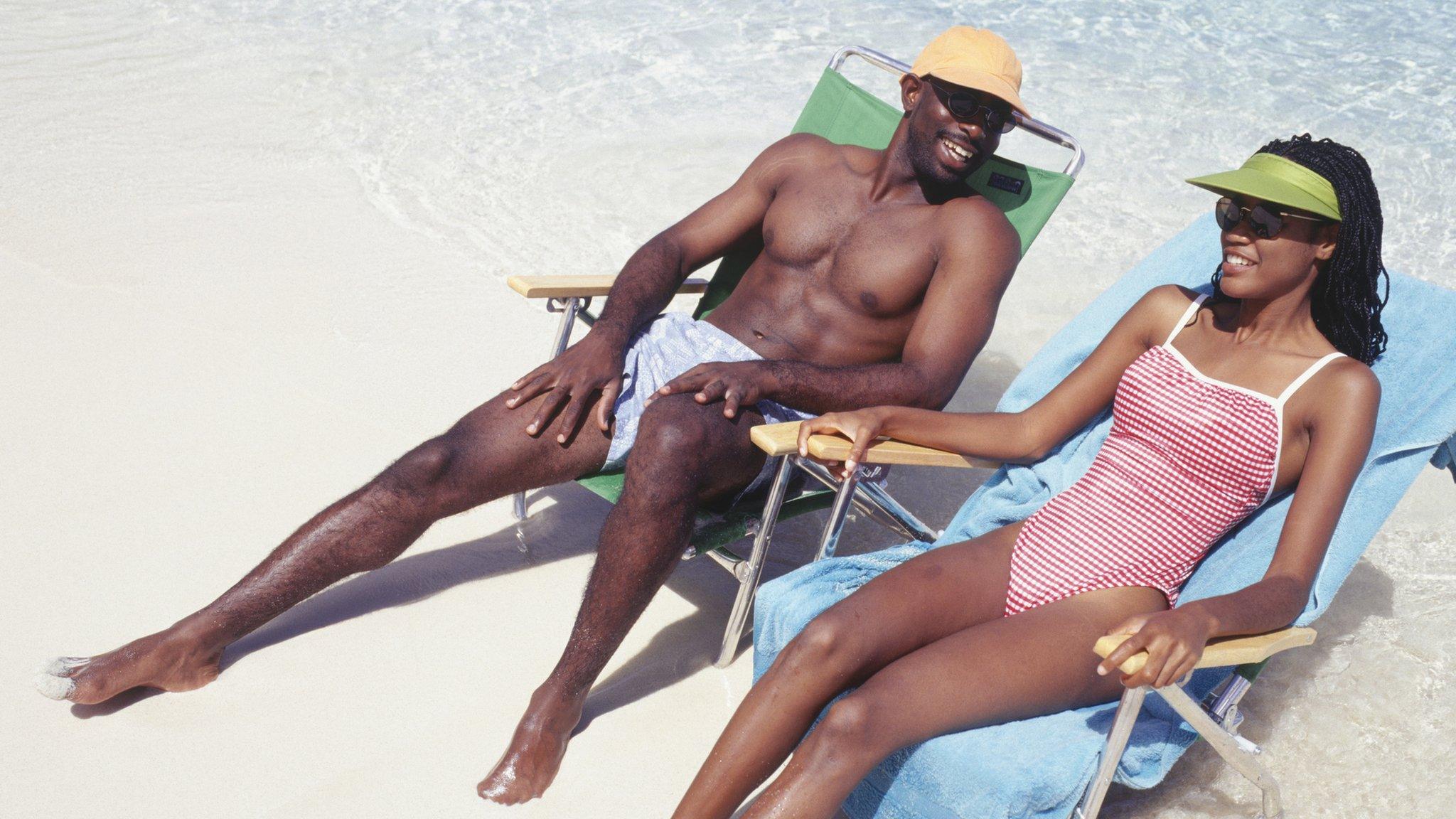 People sunbathing