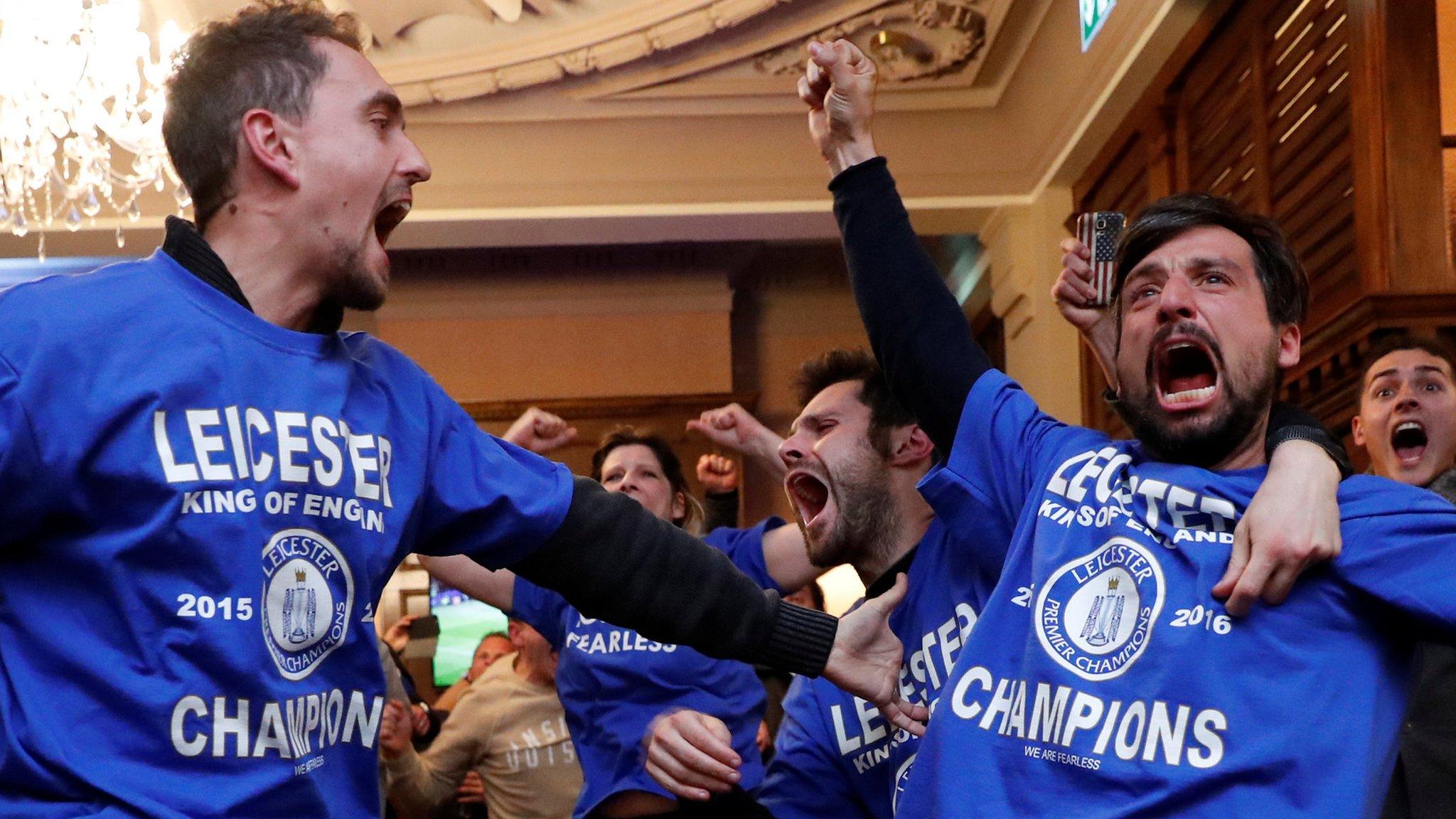 Leicester fans celebrate