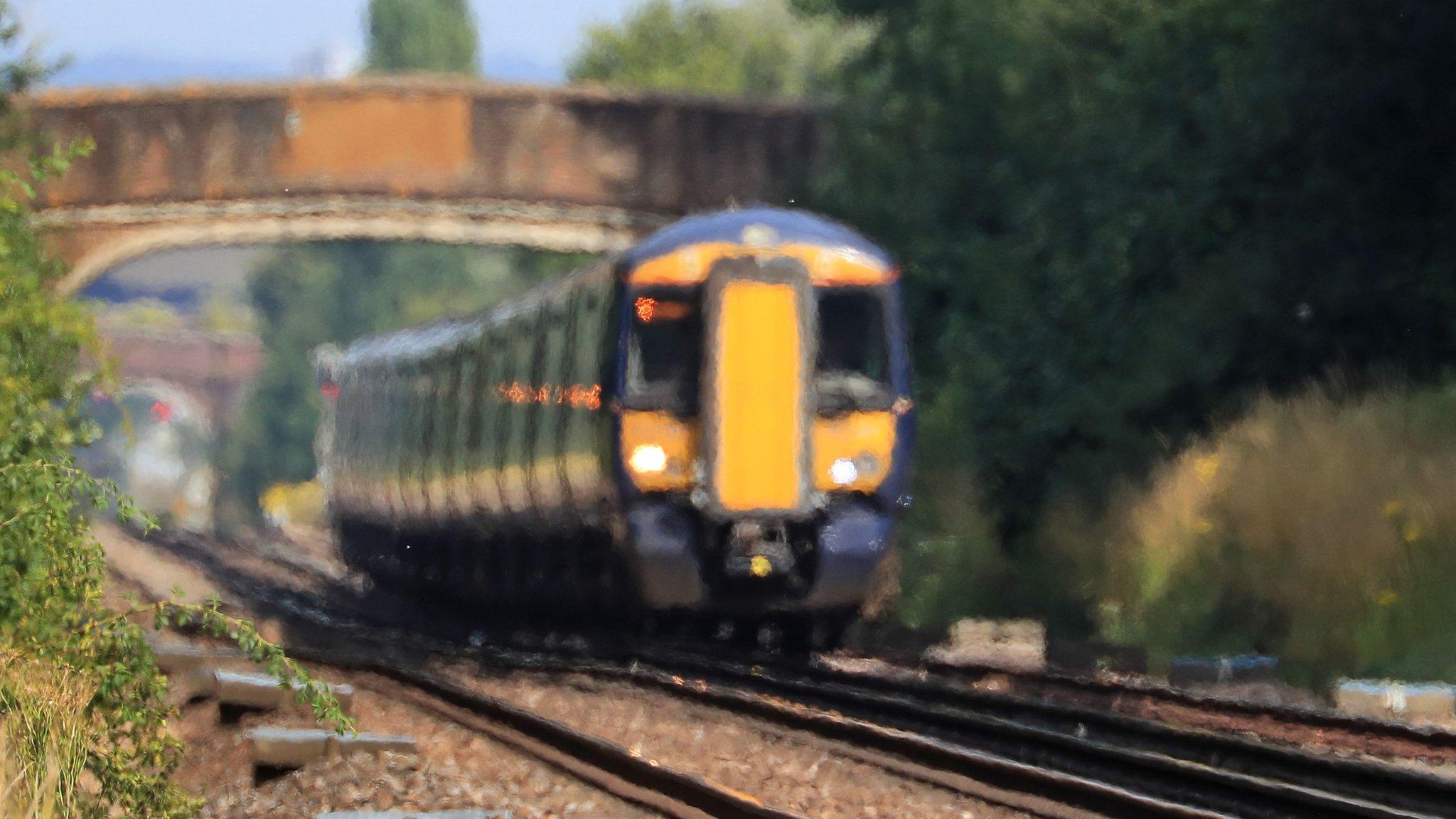 Train photographed through heat haze