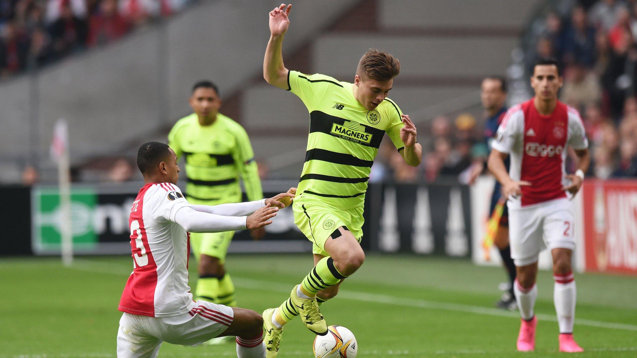 James Forrest in action for Celtic against Ajax