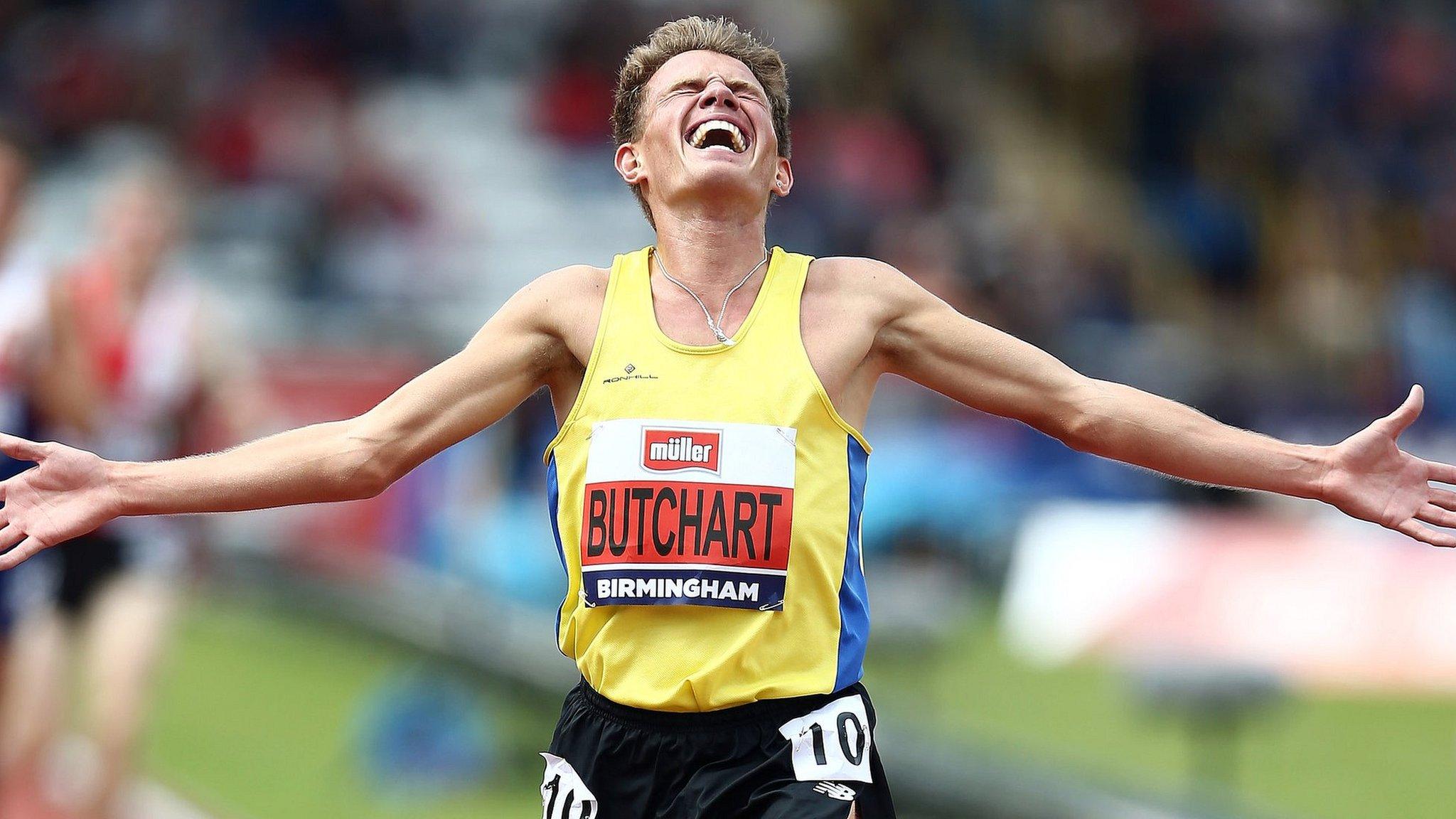 Andrew Butchart celebrates his victory at the Olympic trials