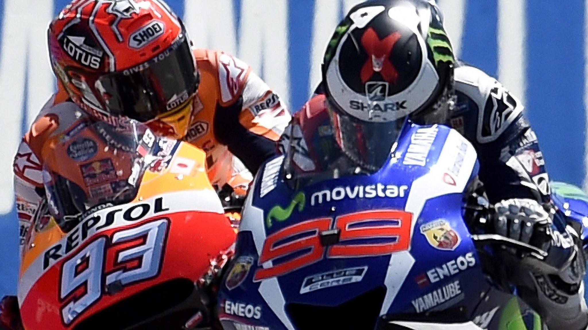 Jorge Lorenzo (right) sees off Marc Marquez in Mugello