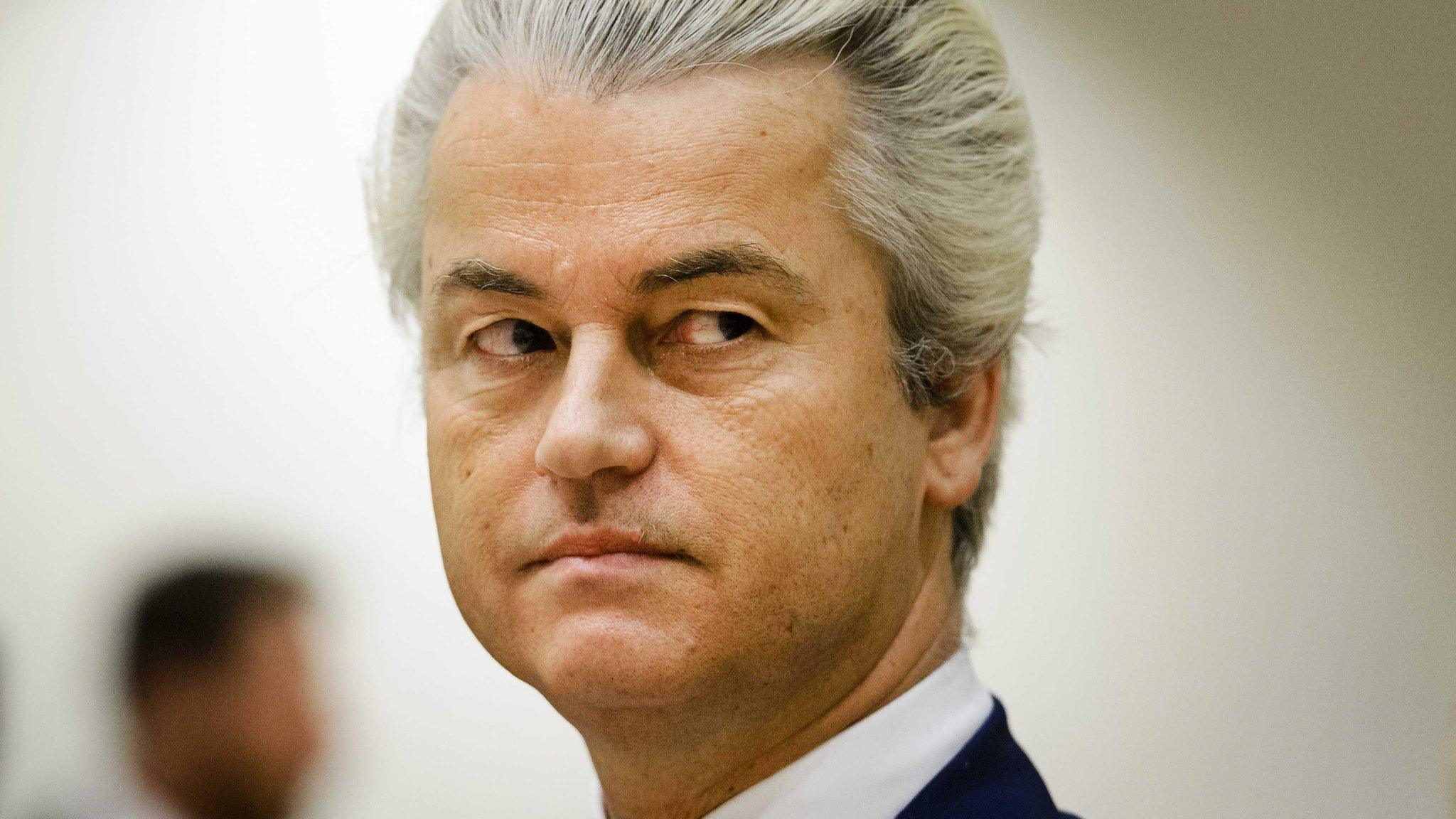 Geert Wilders of the Party for Freedom (PVV) prior to his trial, at Schiphol, Badhoevedorp, The Netherlands (18 March 2016)