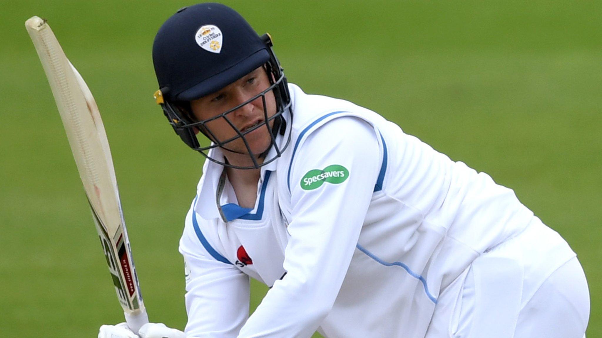 Derbyshire batsman Wayne Madsen plays a shot