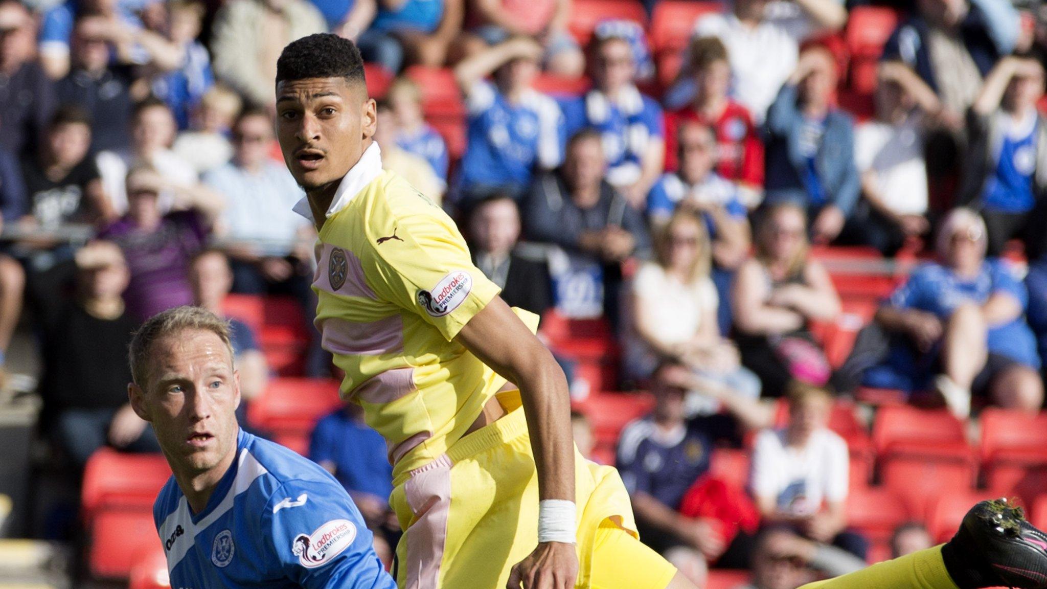 St Johnstone's Steven Anderson (left) and Hearts' Bjorn Johnsen