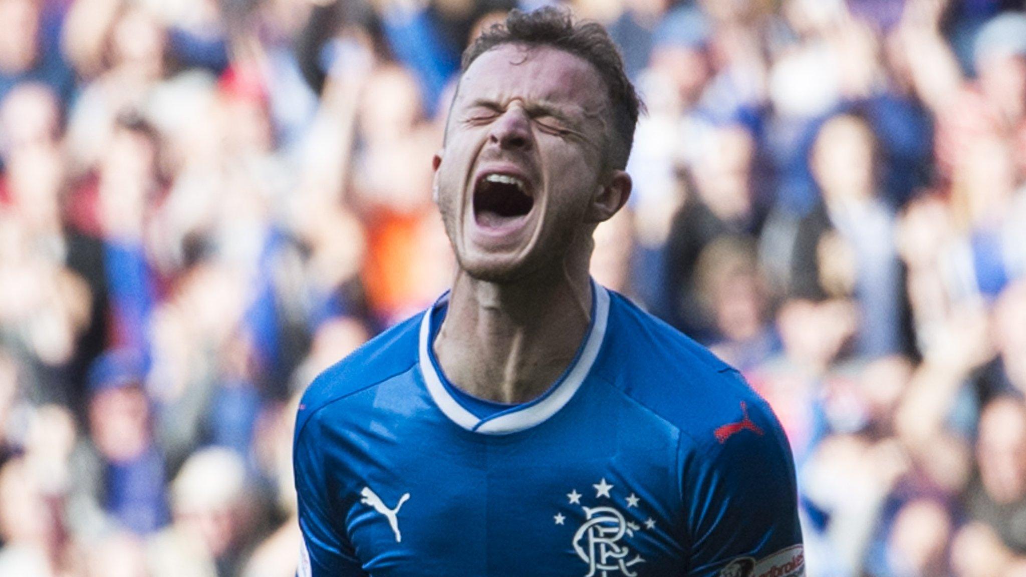 Andy Halliday celebrates scoring for Rangers against Partick Thistle