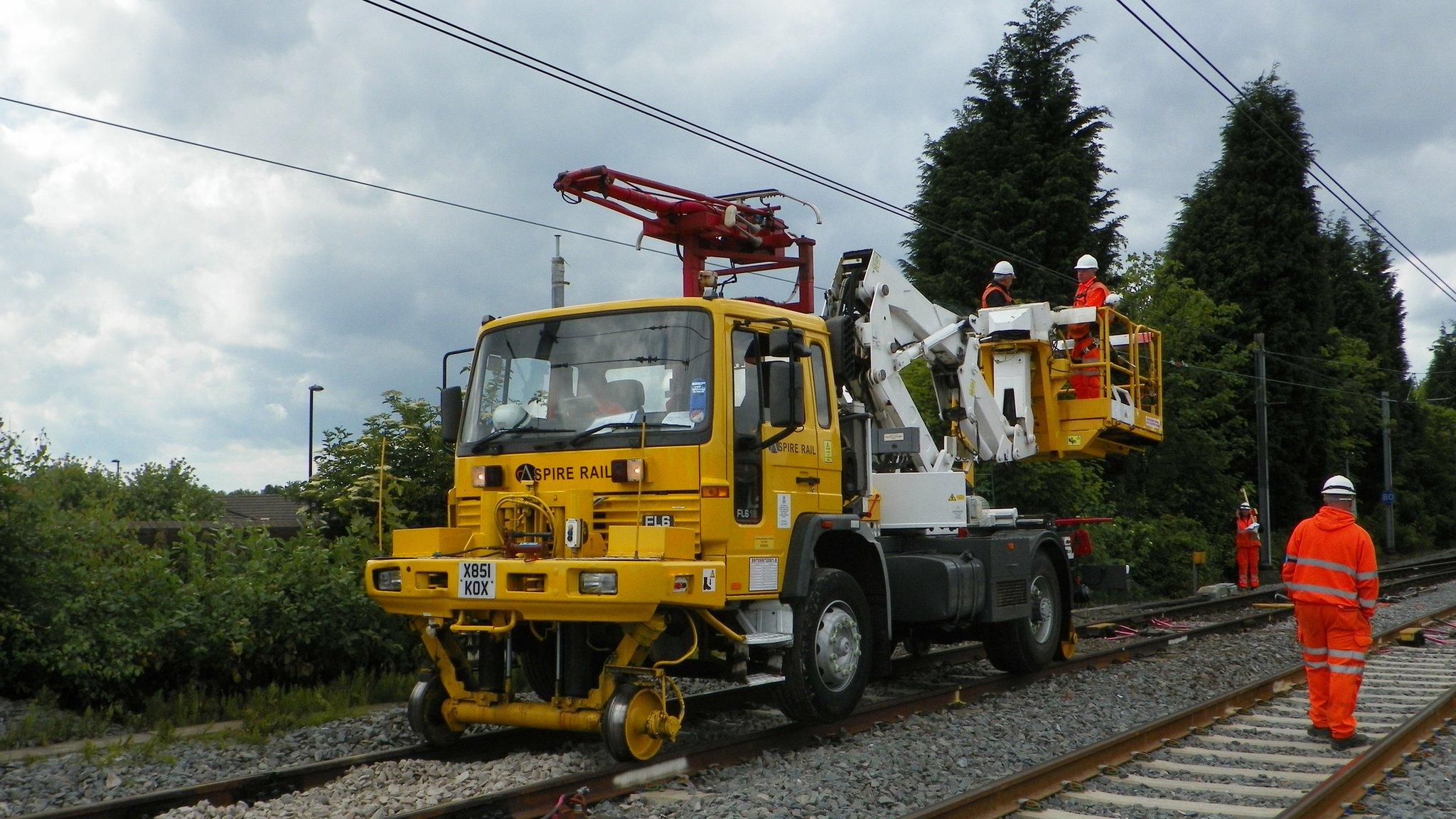 Overhead metro line work