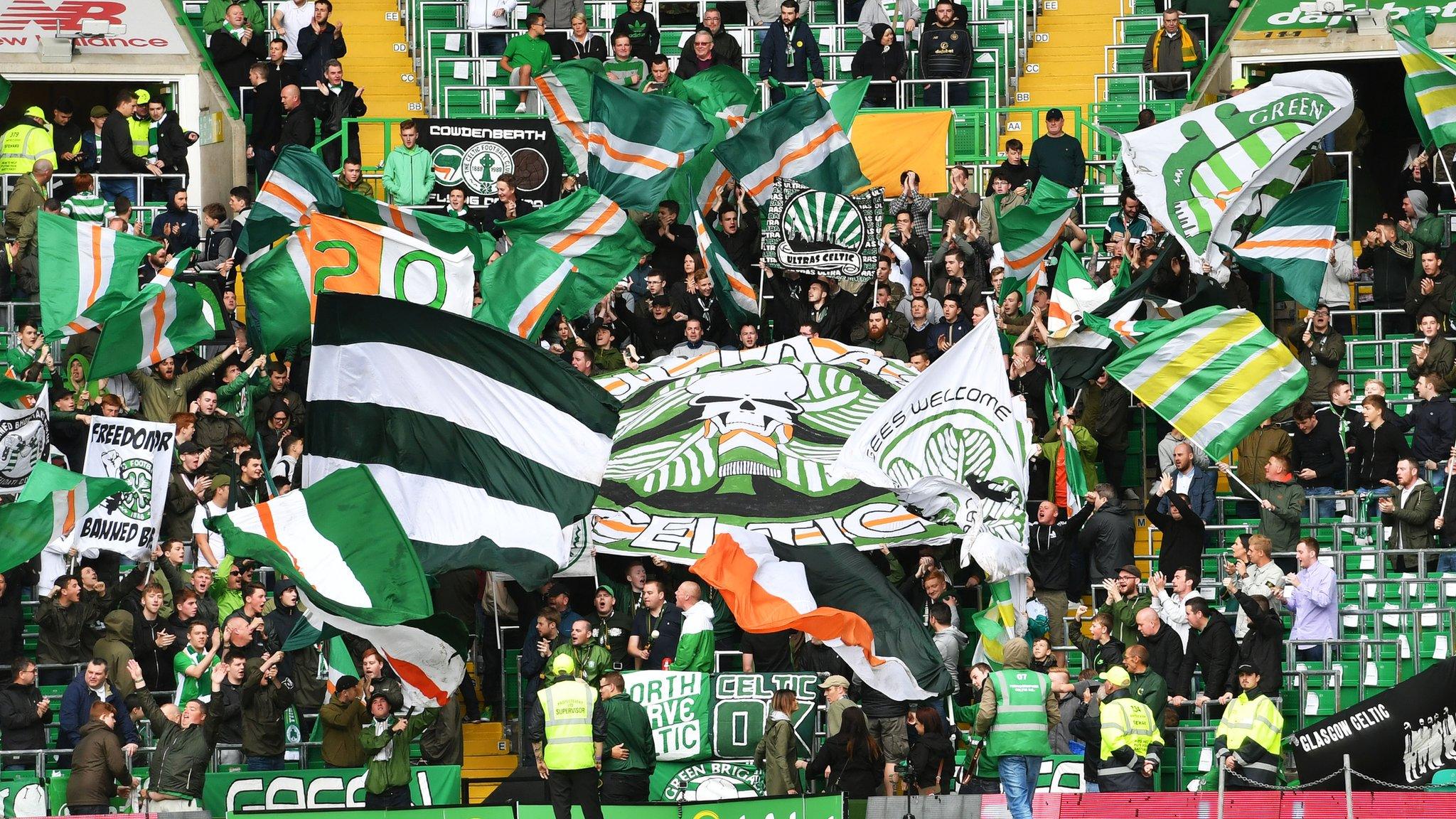 Celtic fans in the safe standing area at Parkhead