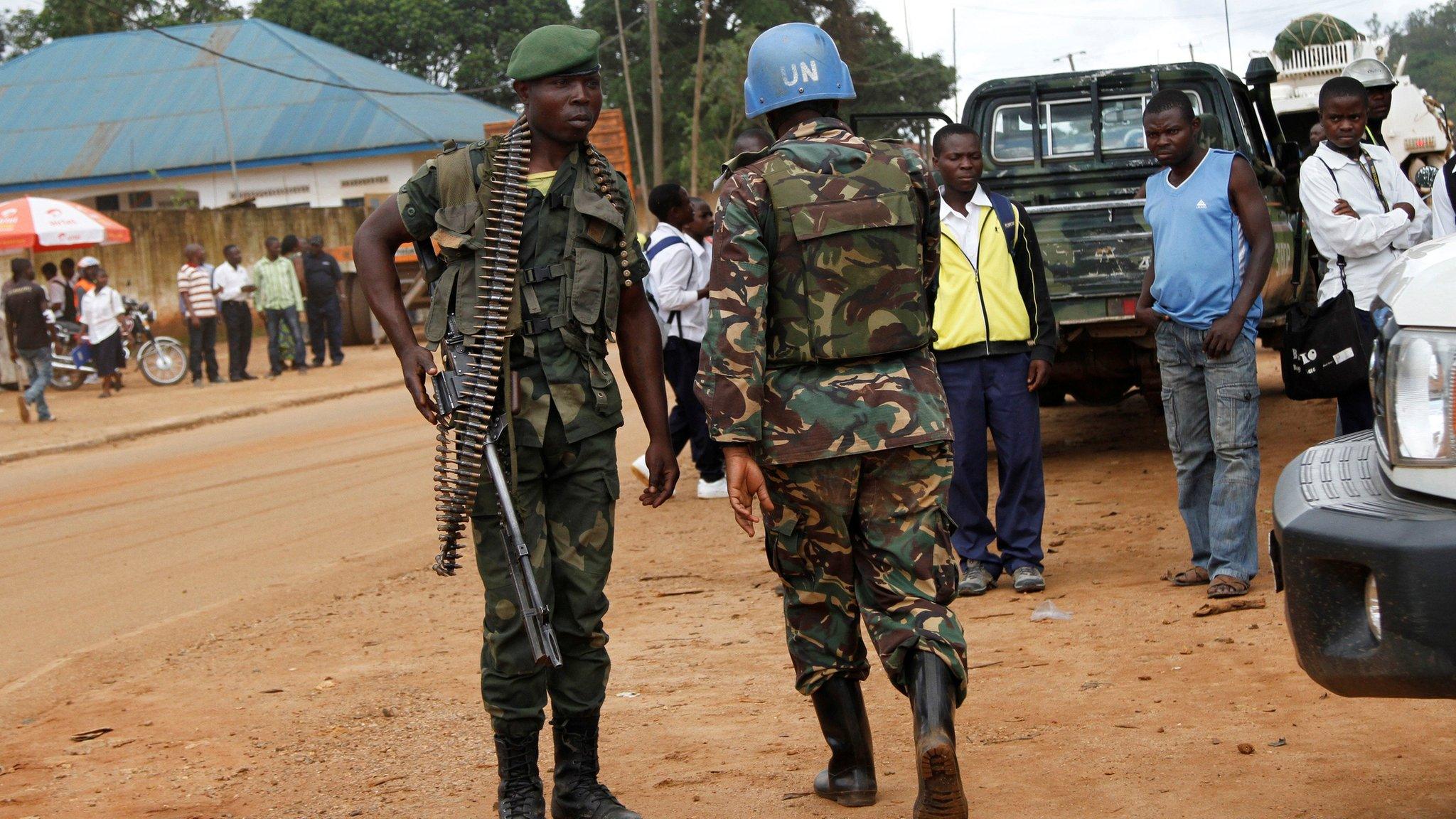 File image of a UN peacekeeper and a Congolese soldier in Beni in North Kivu province, Congo on October 23, 2014