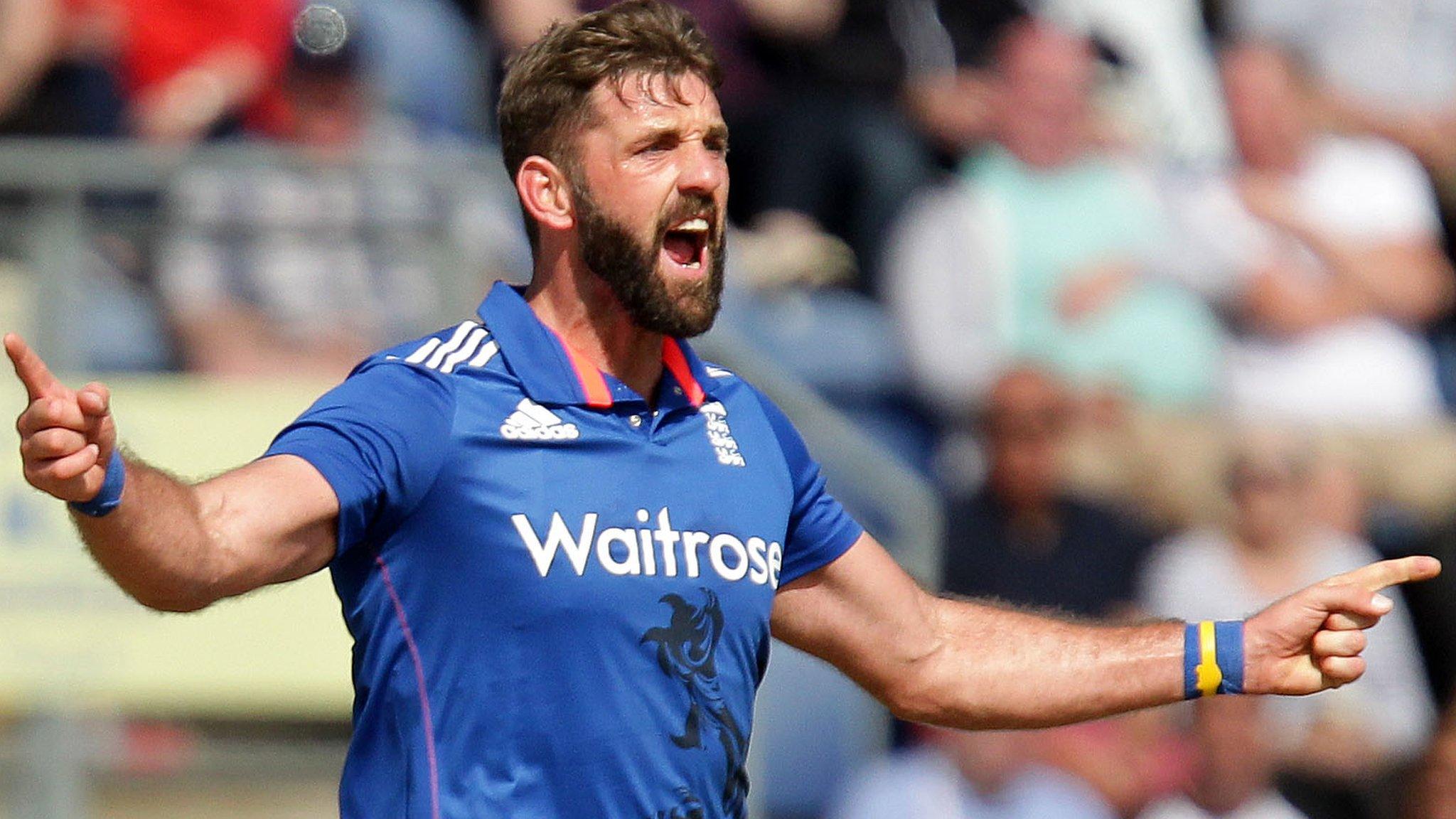 Liam Plunkett celebrates a wicket