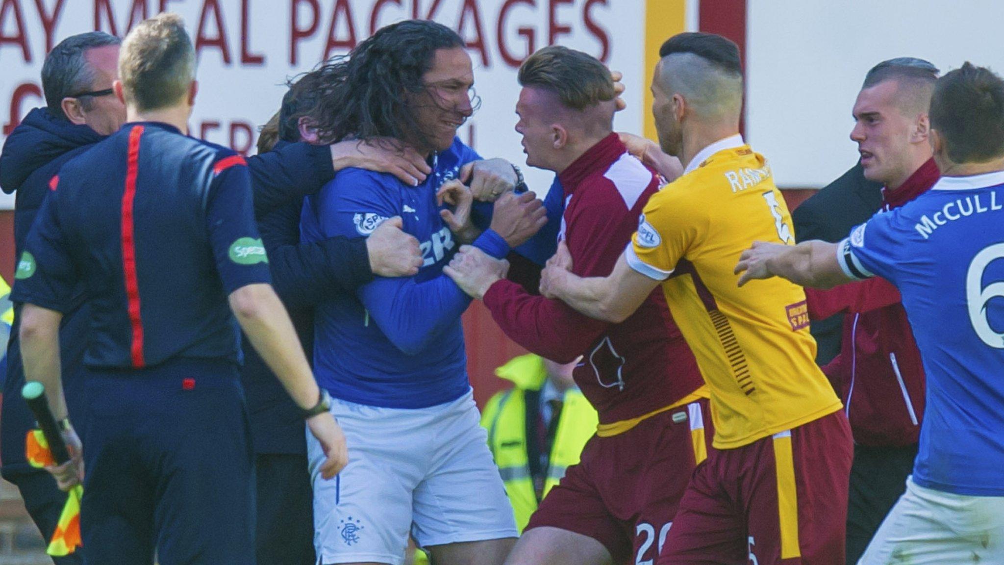 Motherwell and Rangers players