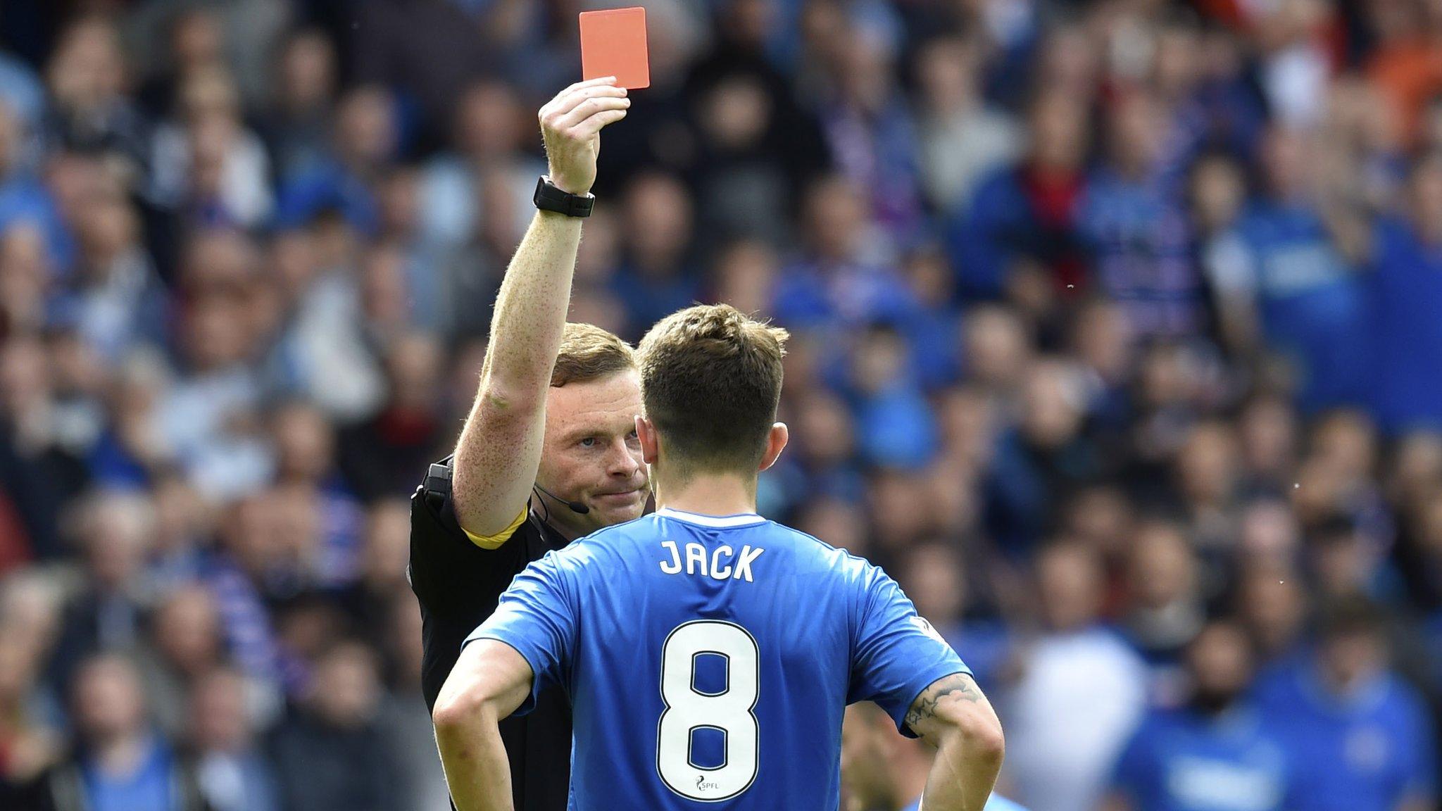 Rangers' Ryan Jack being sent off