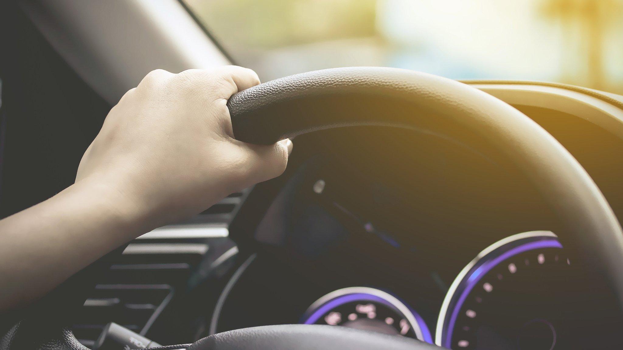 Woman driving car