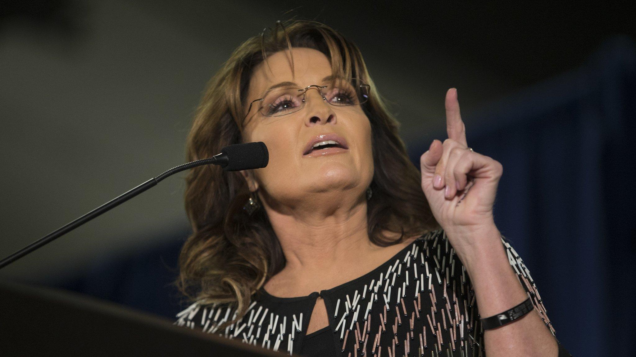 Former Alaska Governor Sarah Palin speaks in Iowa on 19 January 2016