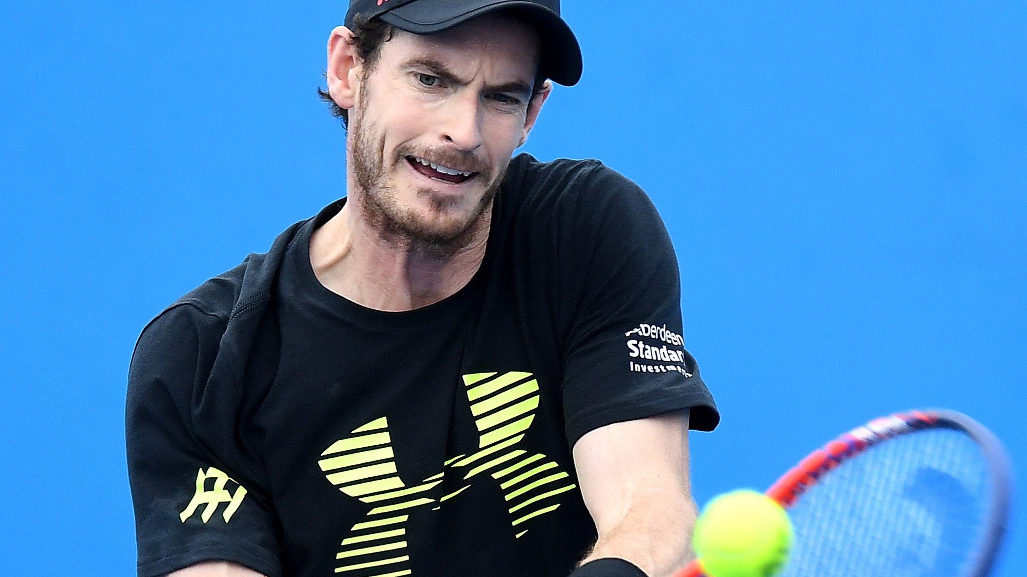 Andy Murray in practice in Brisbane