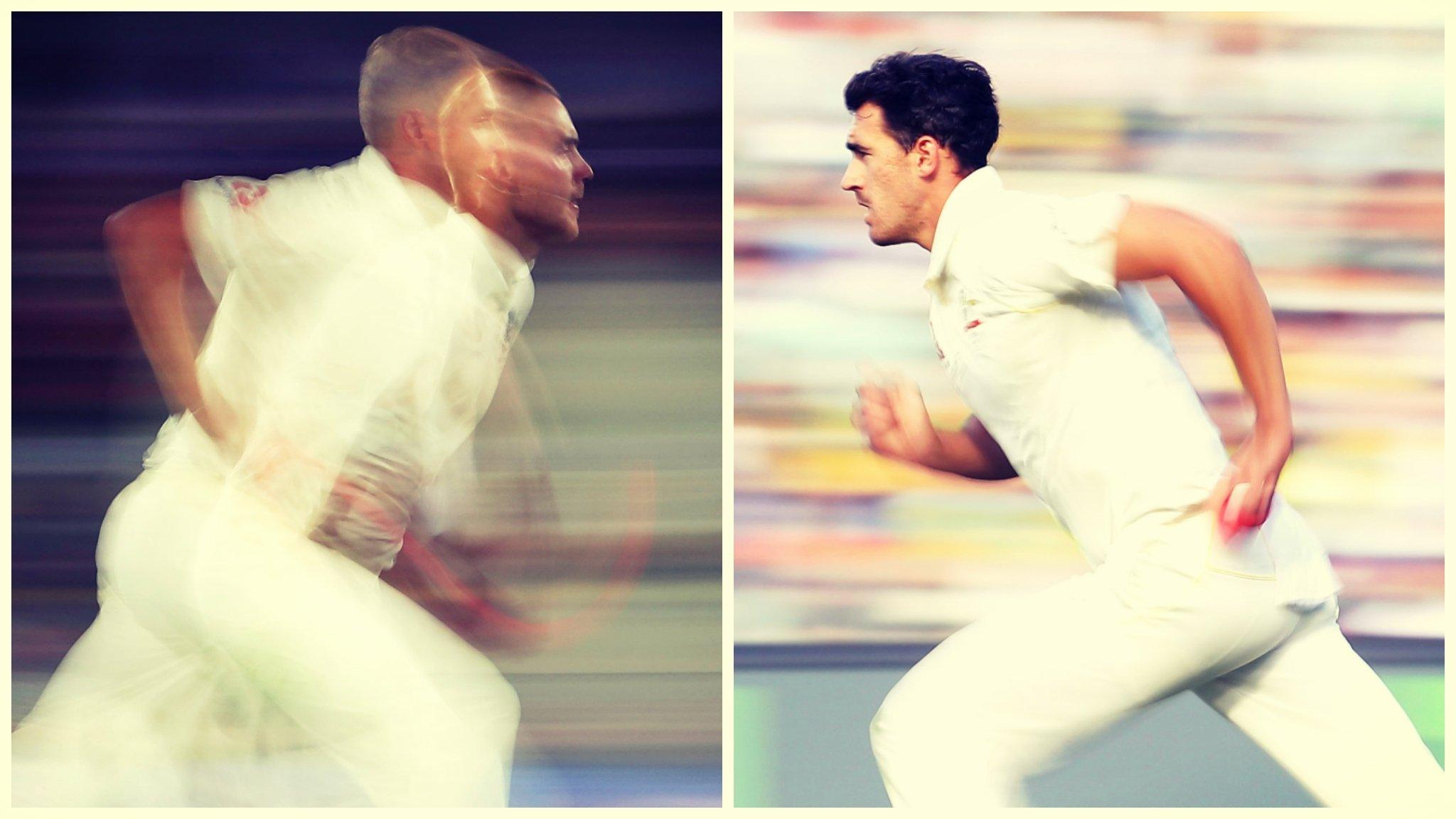 Stuart Broad & Mitchell Starc race in to bowl