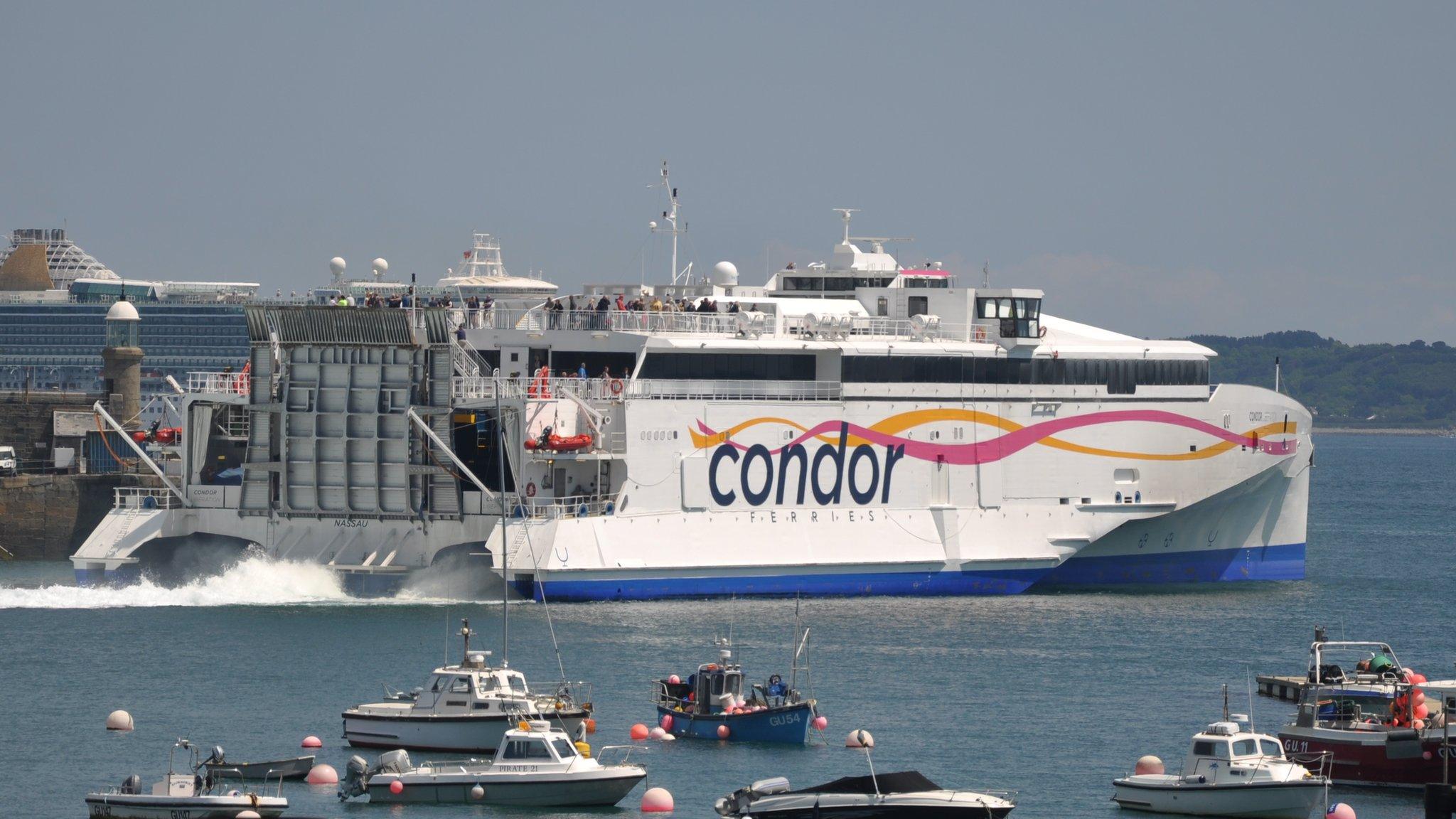 Condor Liberation leaving Guernsey's St Peter Port Harbour