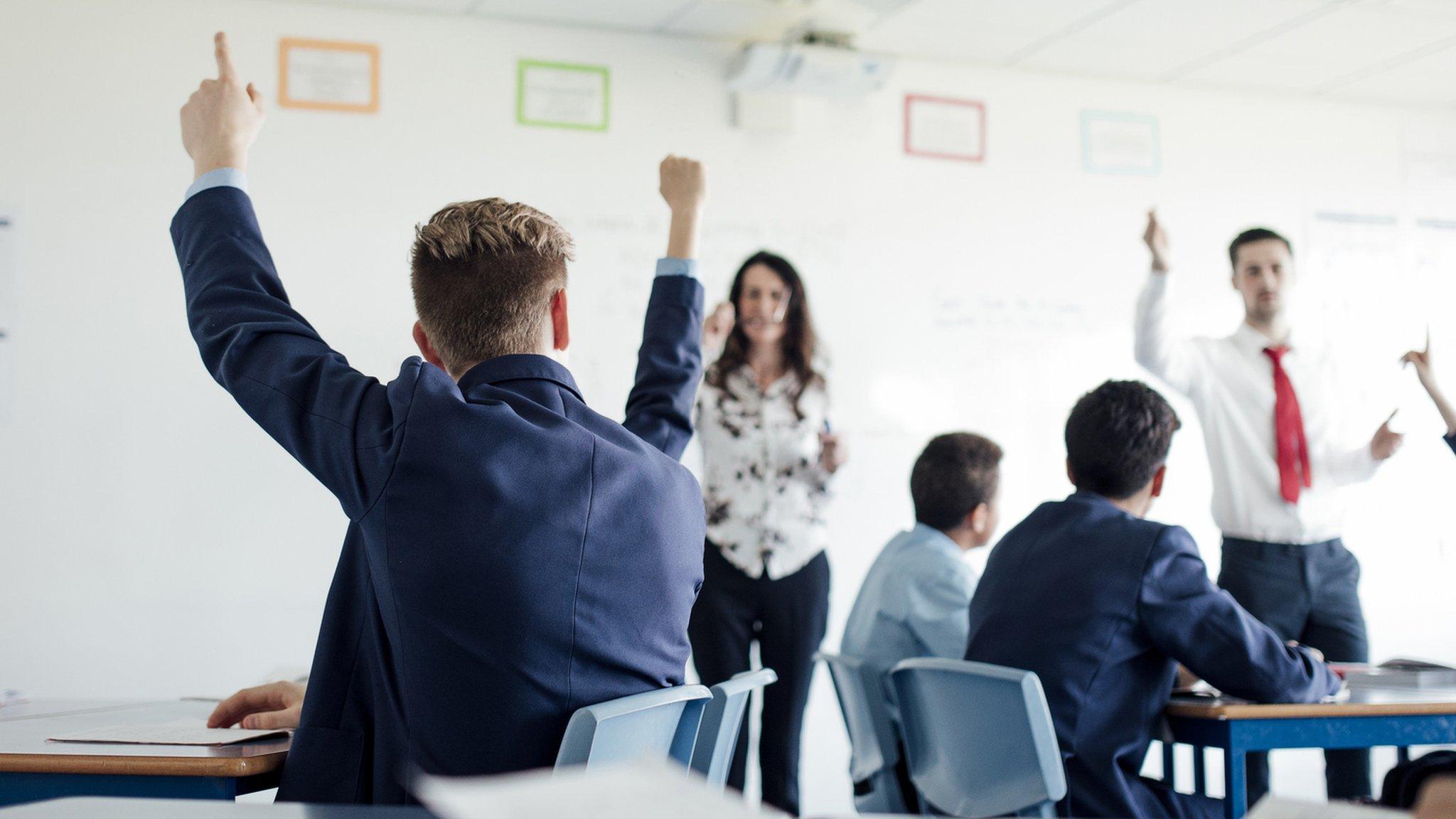 Children in a classroom stock image