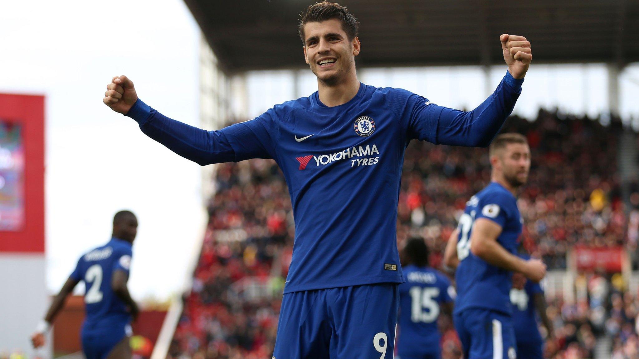 Alvaro Morata celebrates his hat-trick