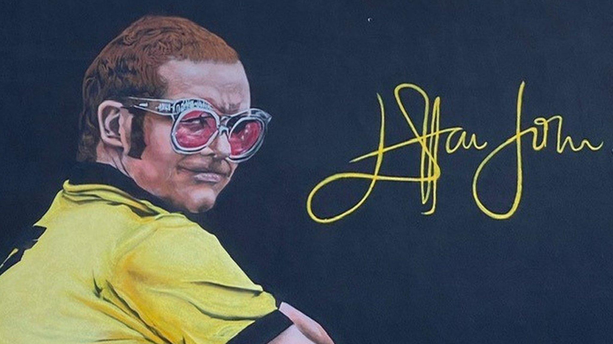 Elton John mural at Vicarage Road