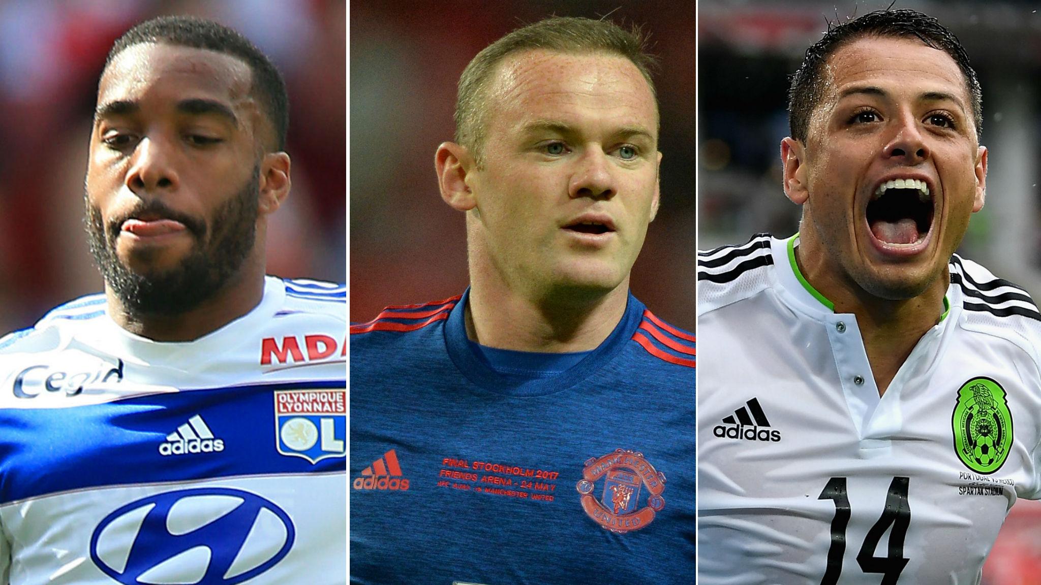 Alexander Lacazette, Wayne Rooney and Javier Hernandez