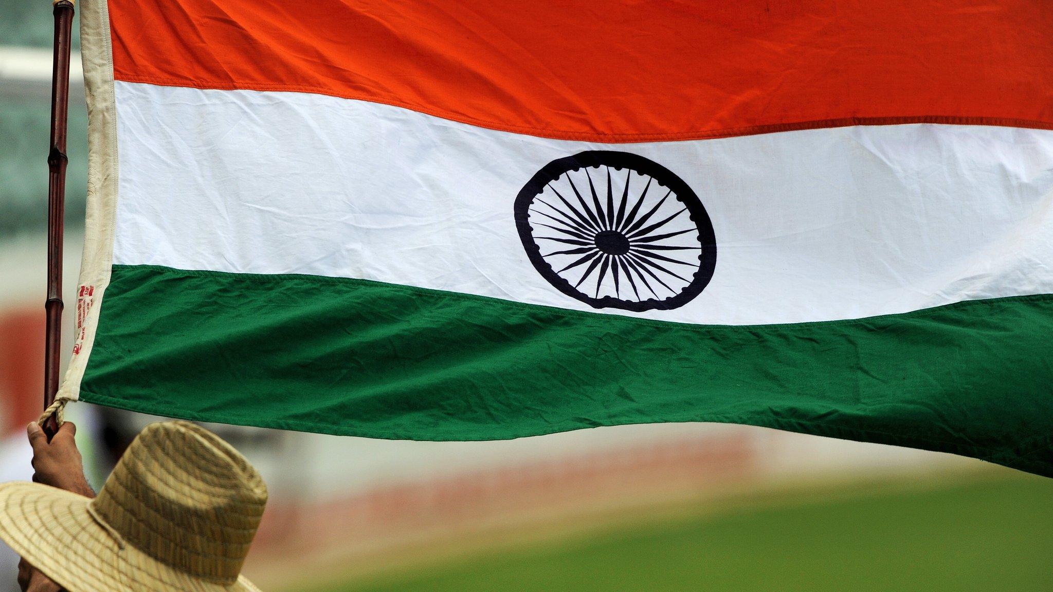 Indian flag at a cricket match in 2012