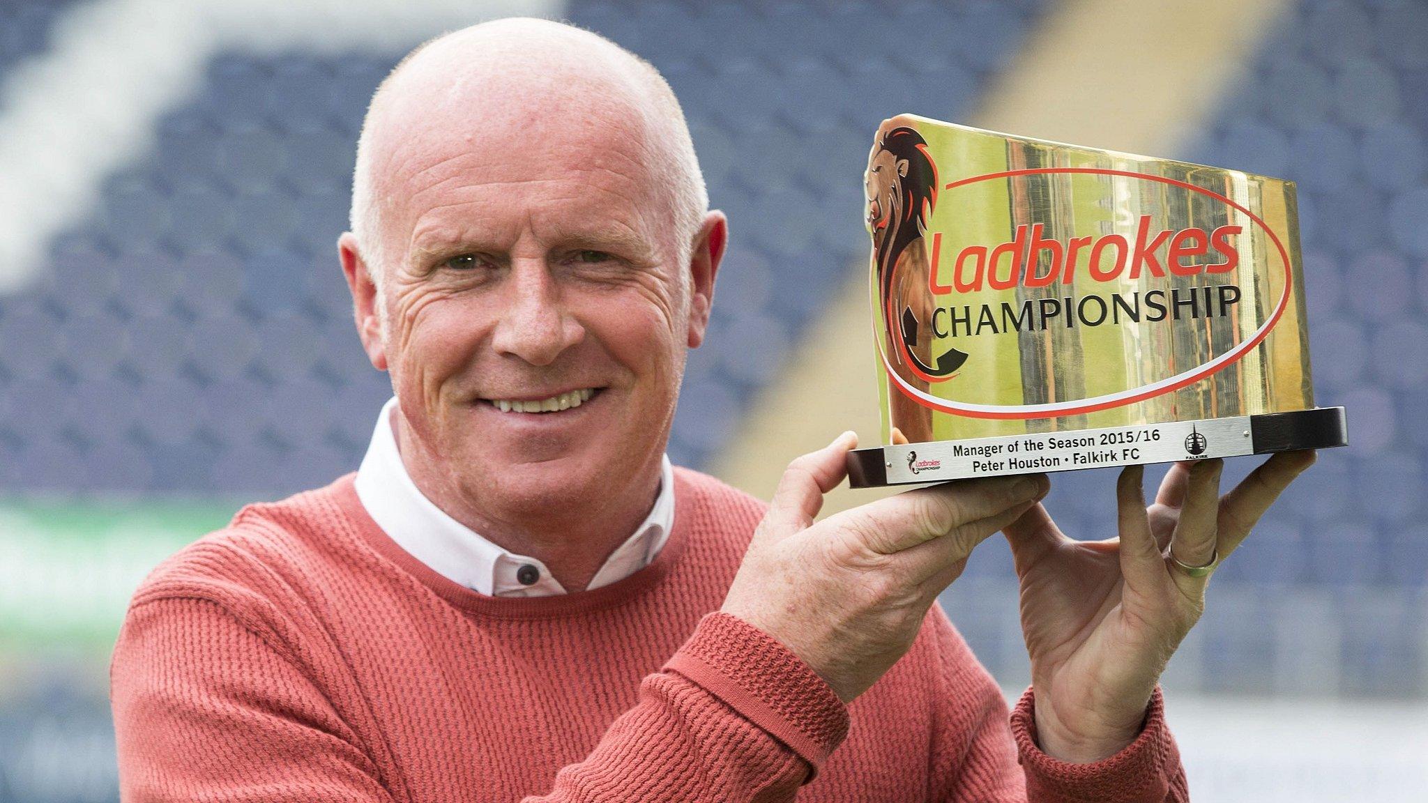 Falkirk's Peter Houston with his Championship manager of the year award