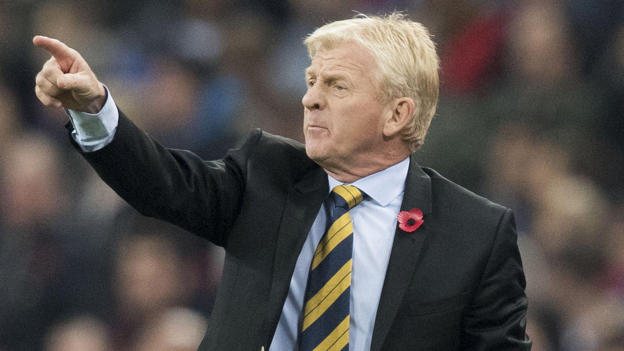 Scotland manager Gordon Strachan makes a point during his team's 3-0 defeat by England