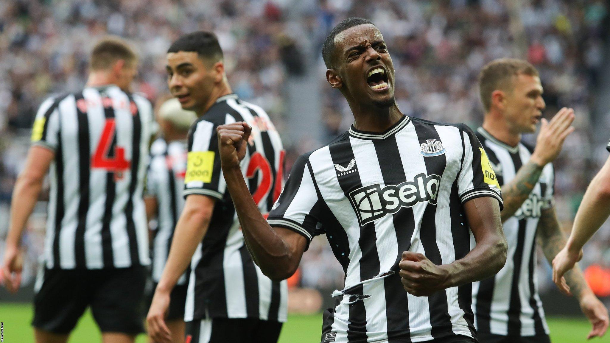 Alexander Isak celebrating after scoring