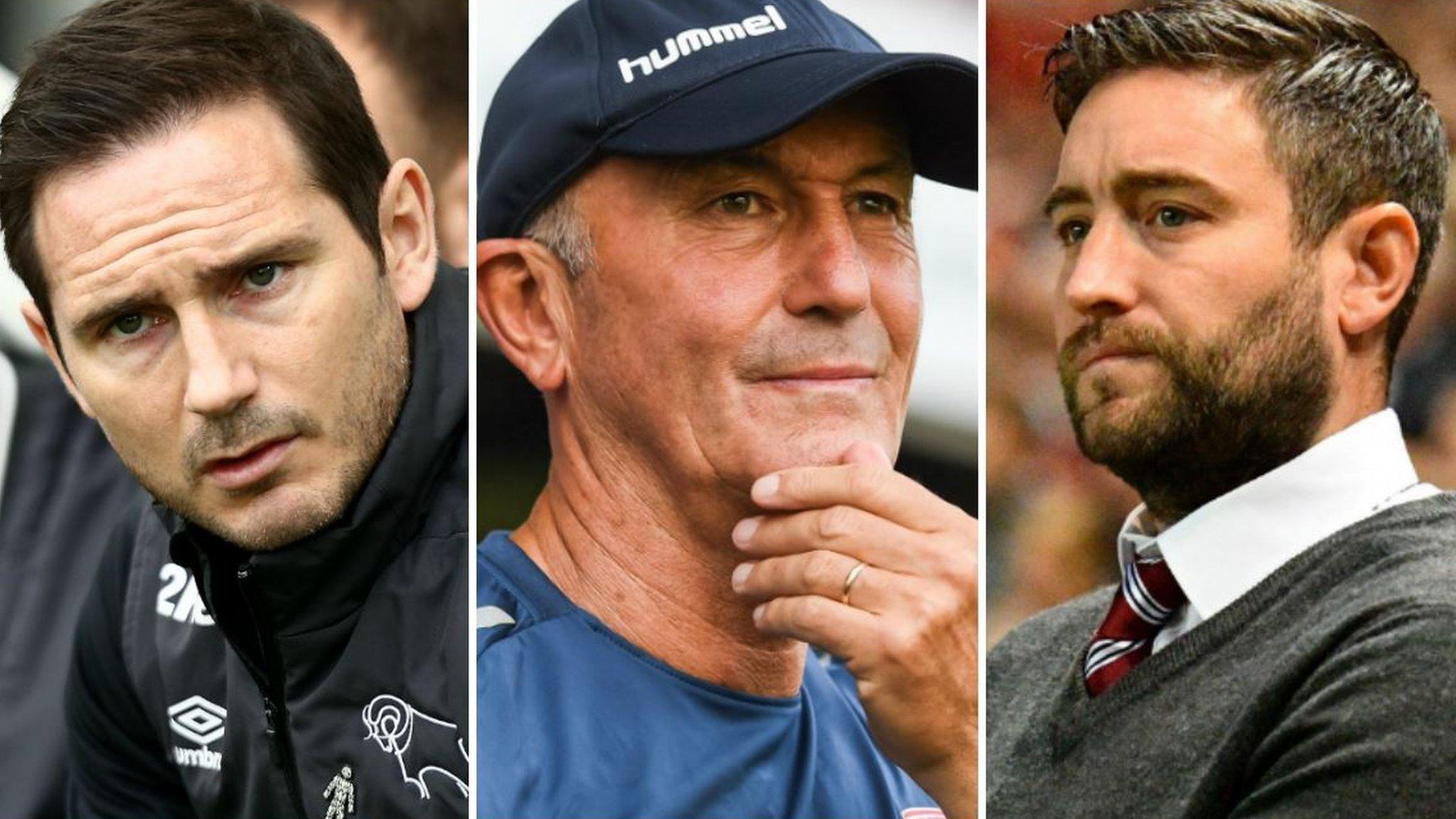 Frank Lampard (left), Tony Pulis (centre) and Lee Johnson (right)