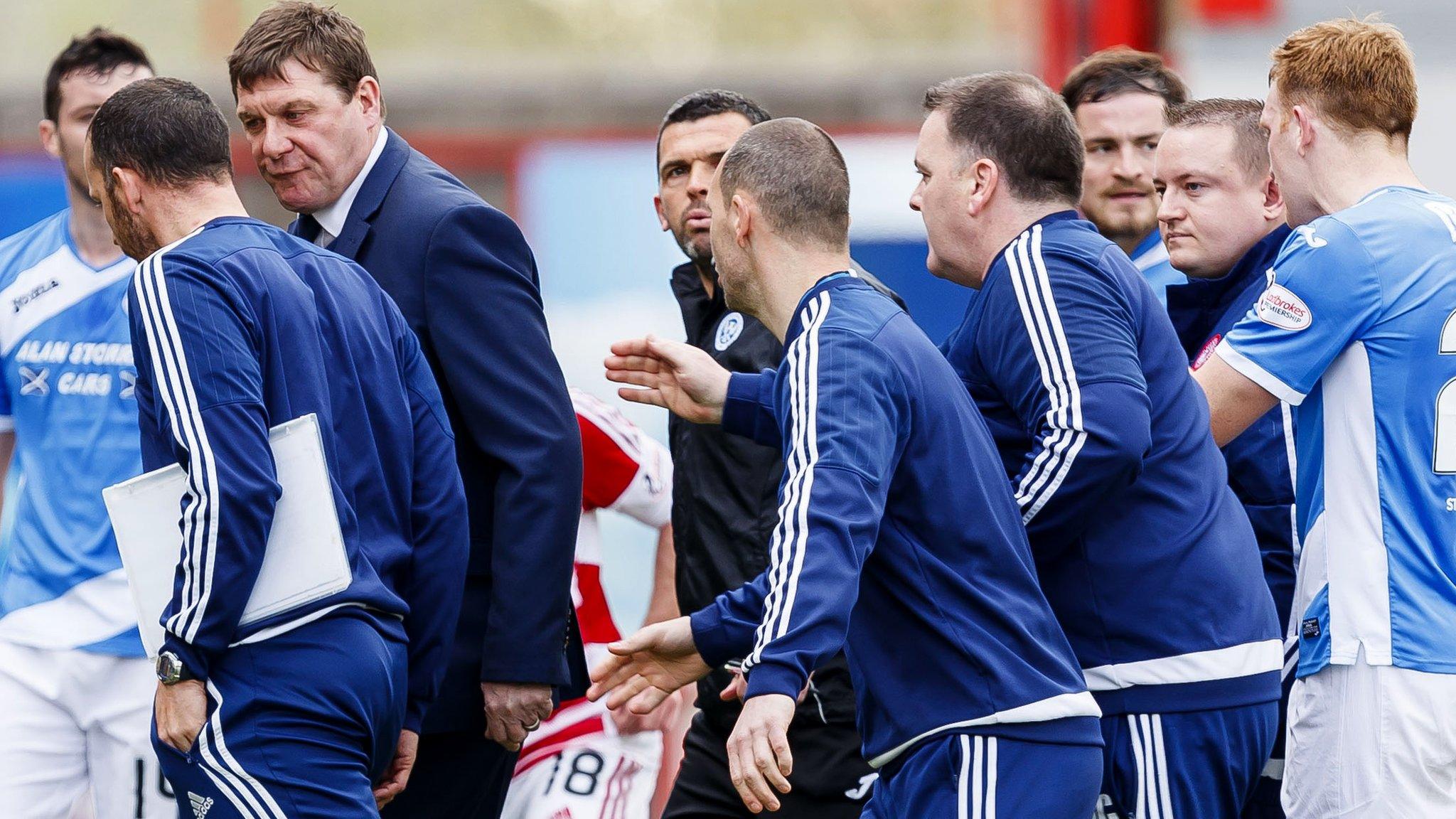 St Johnstone manager Tommy Wright arrived late to the melee