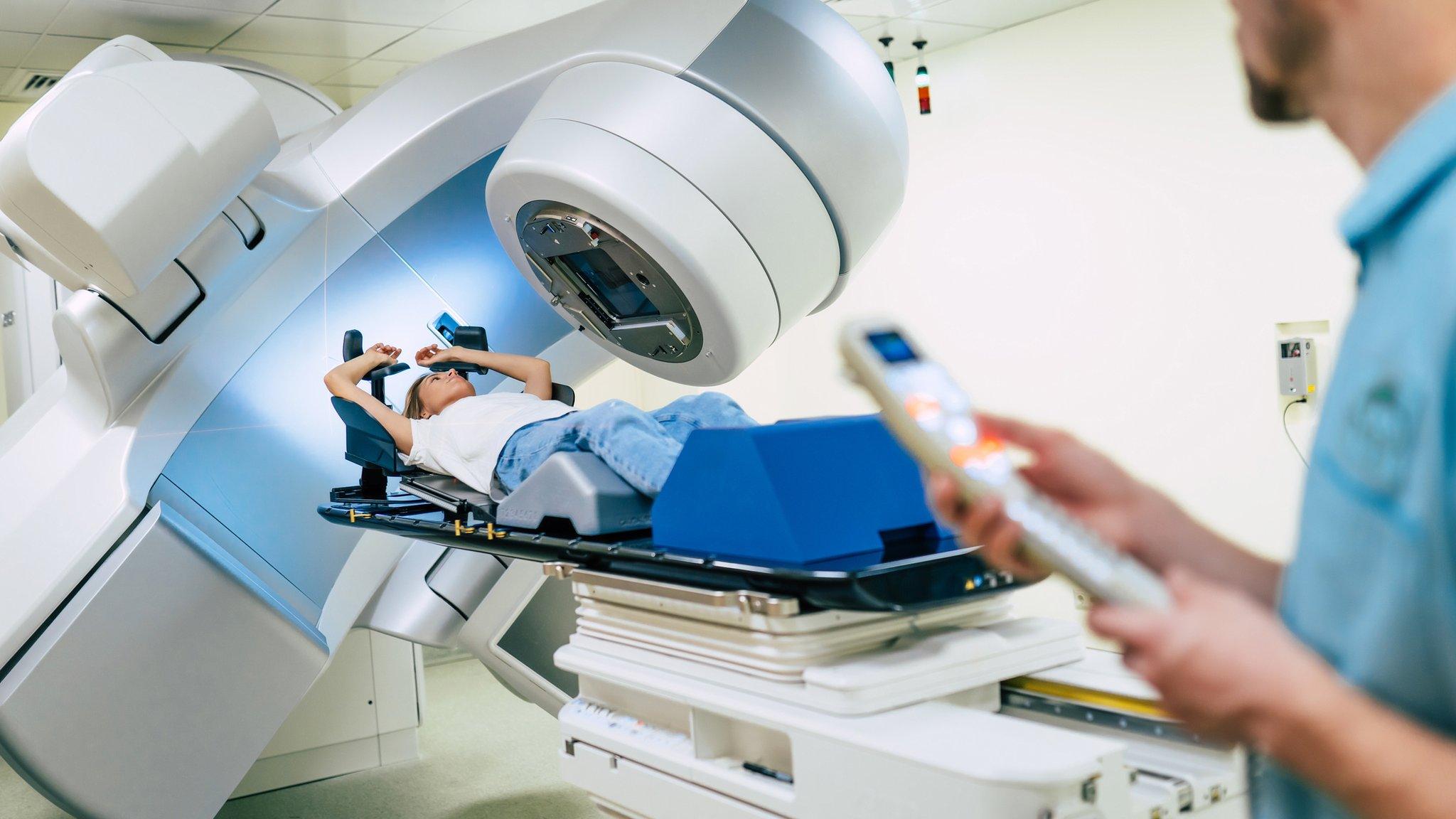 Woman Receiving Radiation Therapy Treatments for Cancer