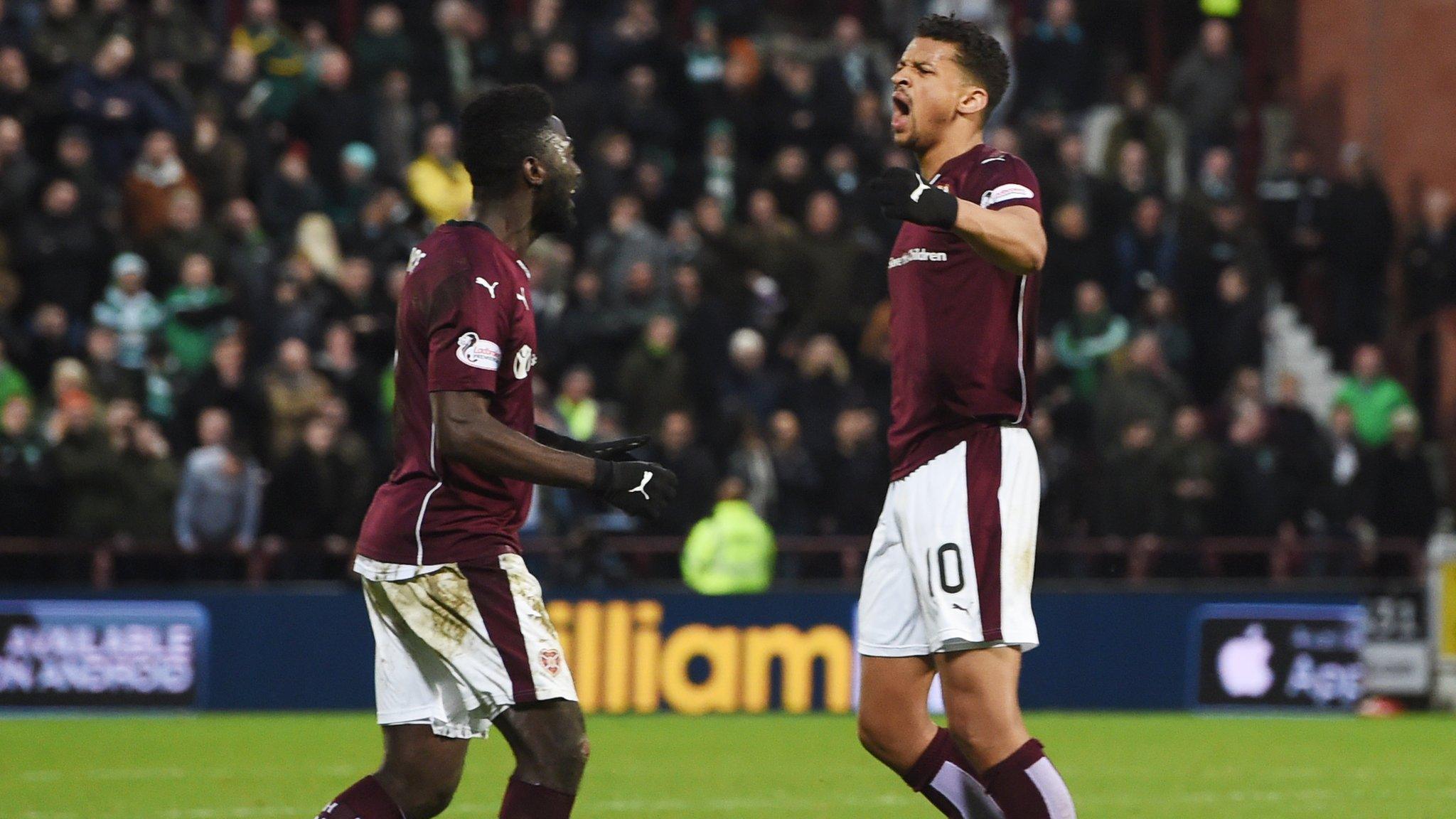 Osman Sow (right) scored late for Hearts