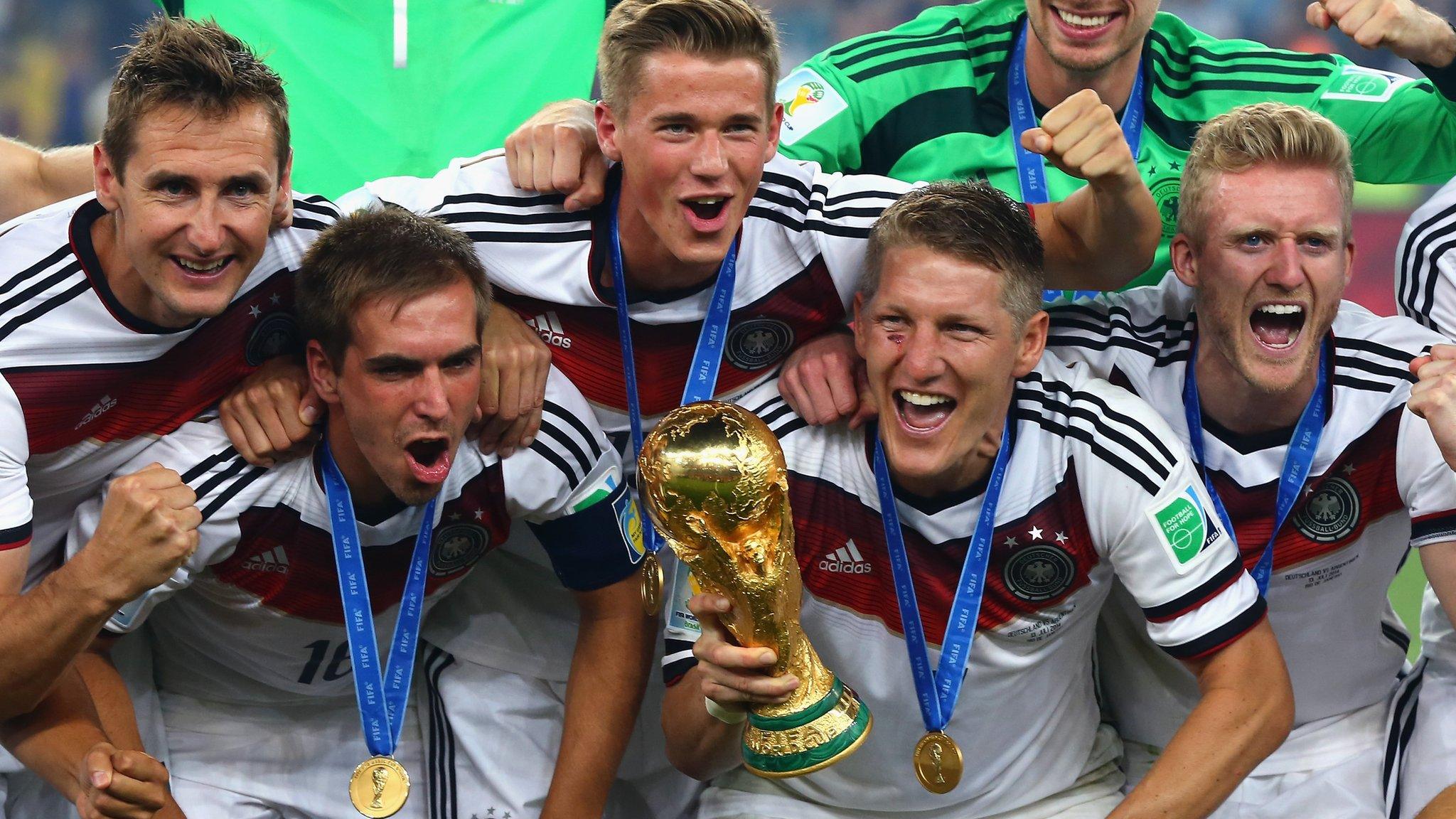 Germany celebrate with World Cup trophy