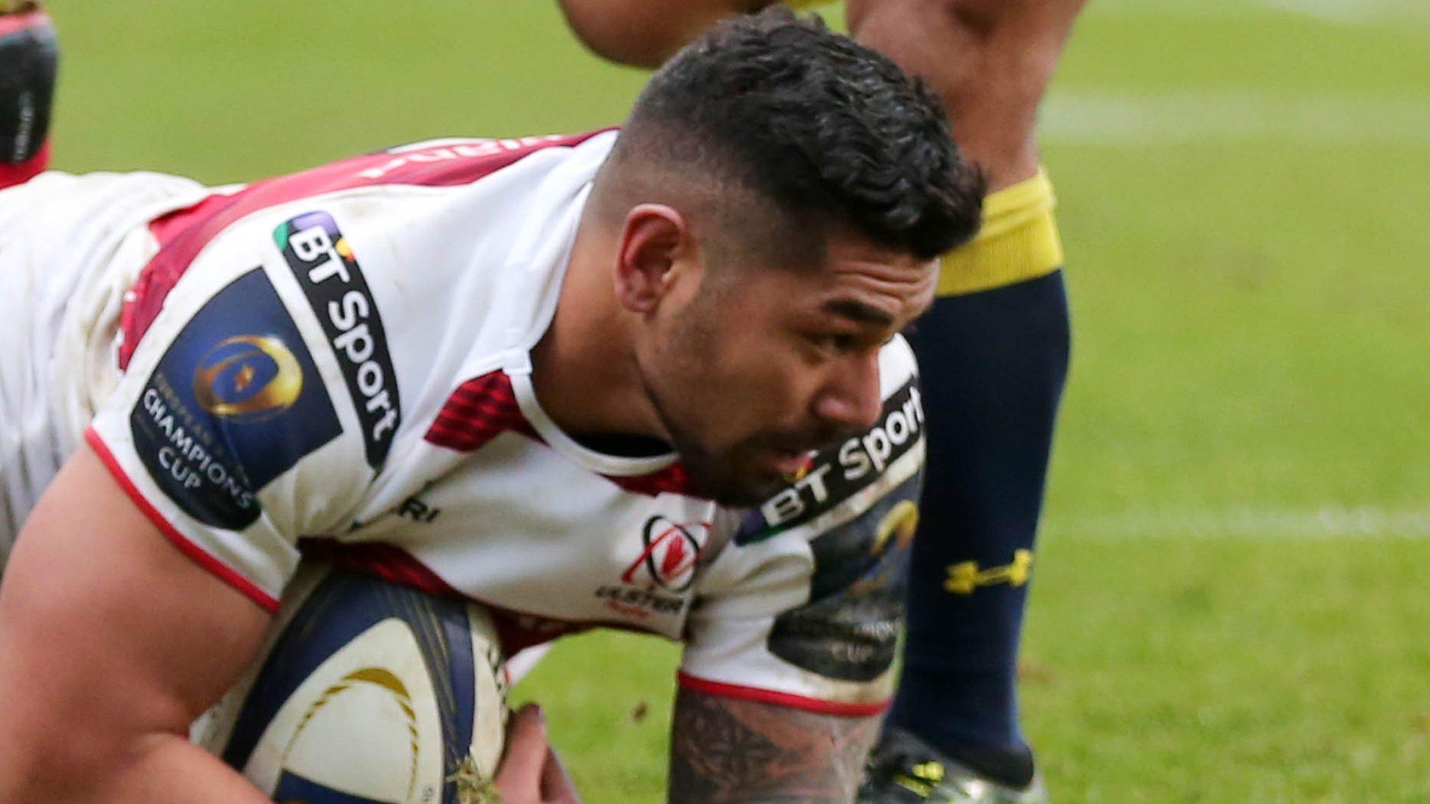 Charles Piutau dives over to score Ulster's fifth try