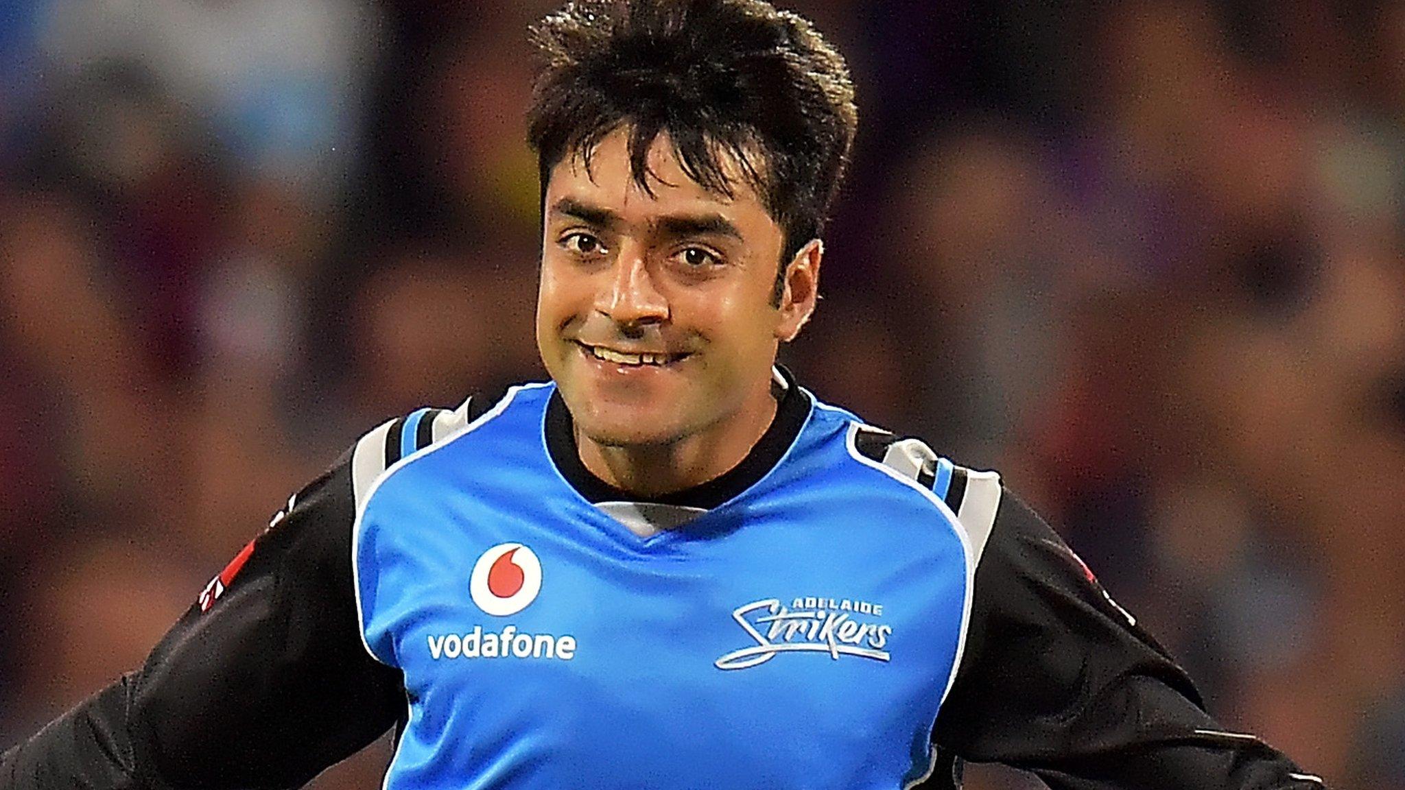 Rashid Khan celebrates taking a wicket for Adelaide Strikers