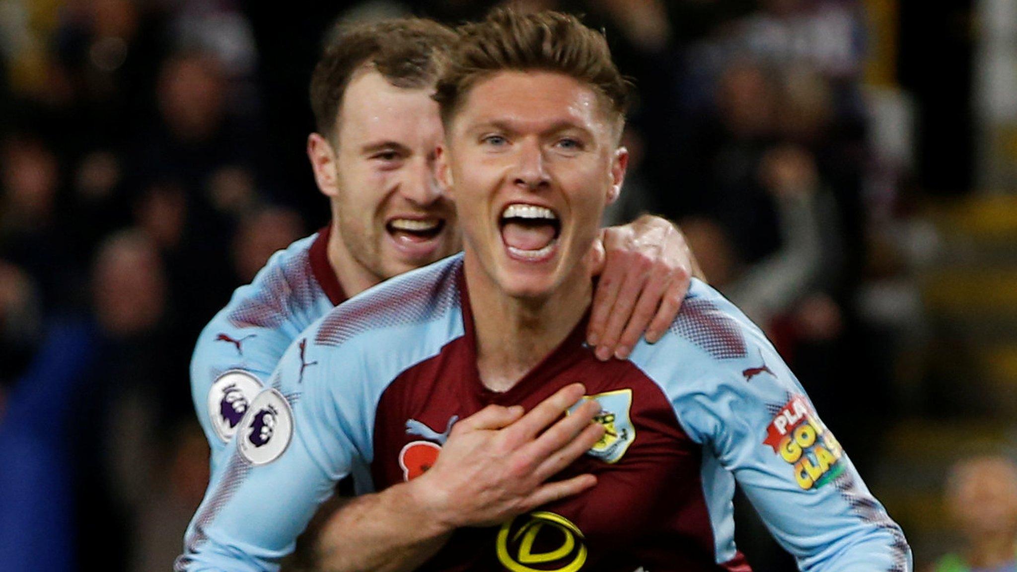 Burnley celebrate taking the lead against Newcastle