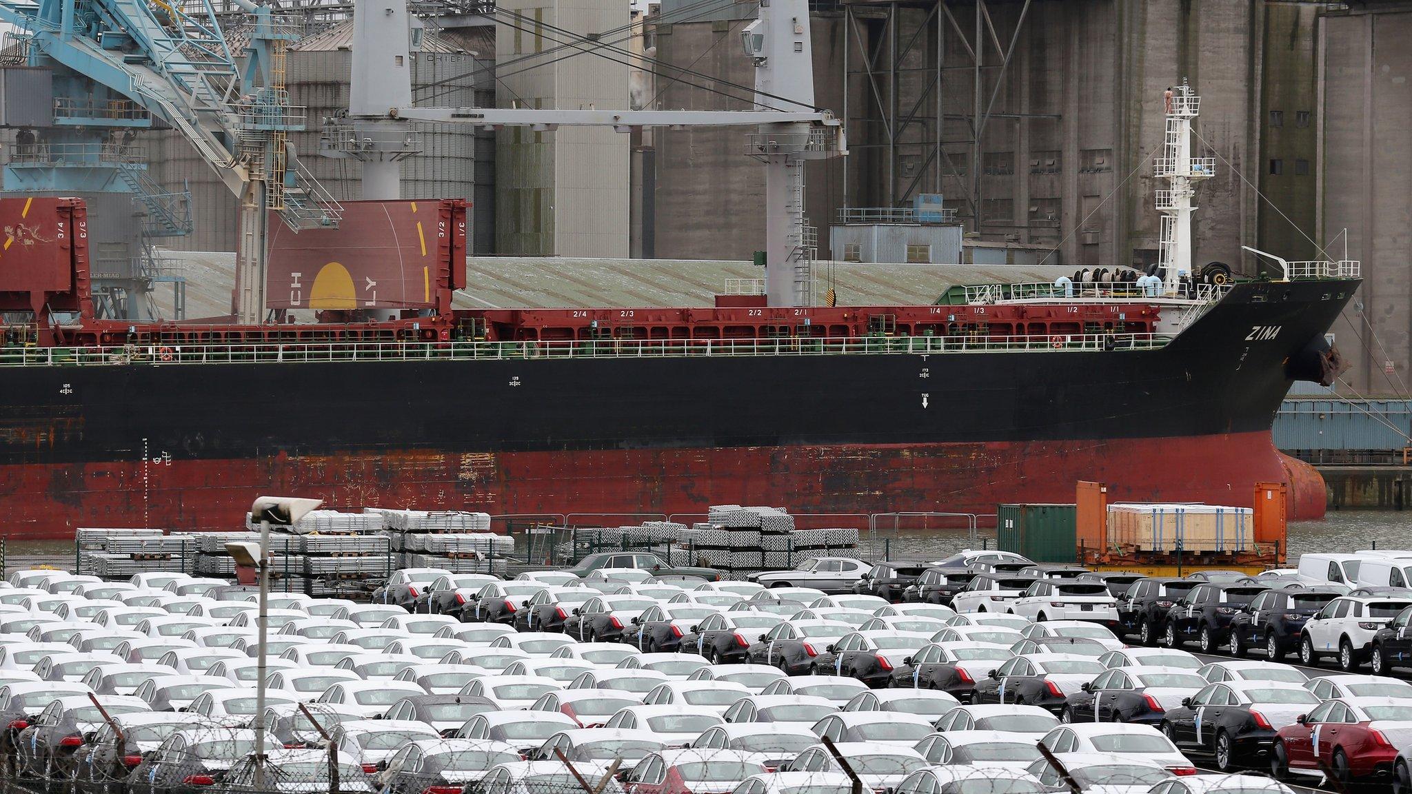 Cars waiting for export from UK