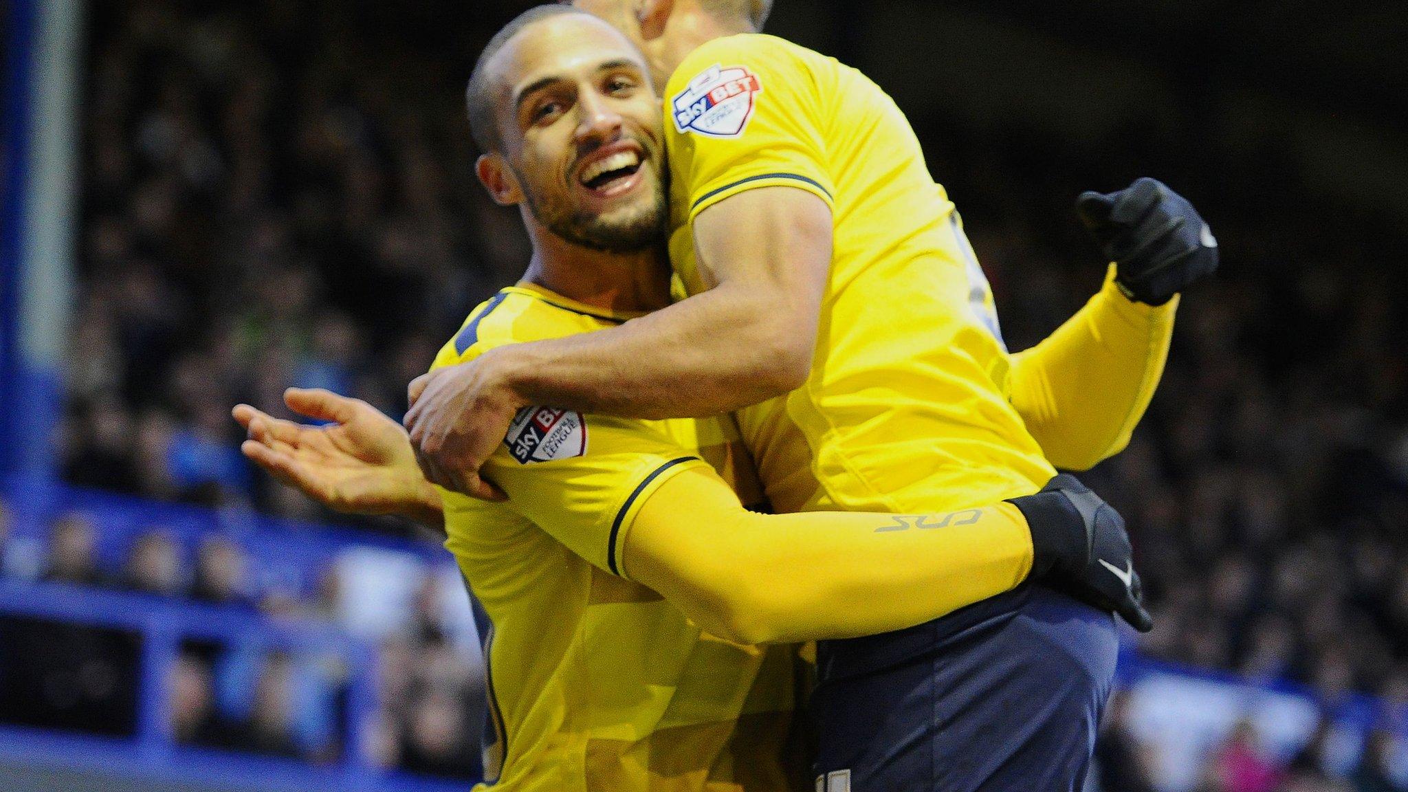 Jordan Bowery celebrates goal at Portsmouth