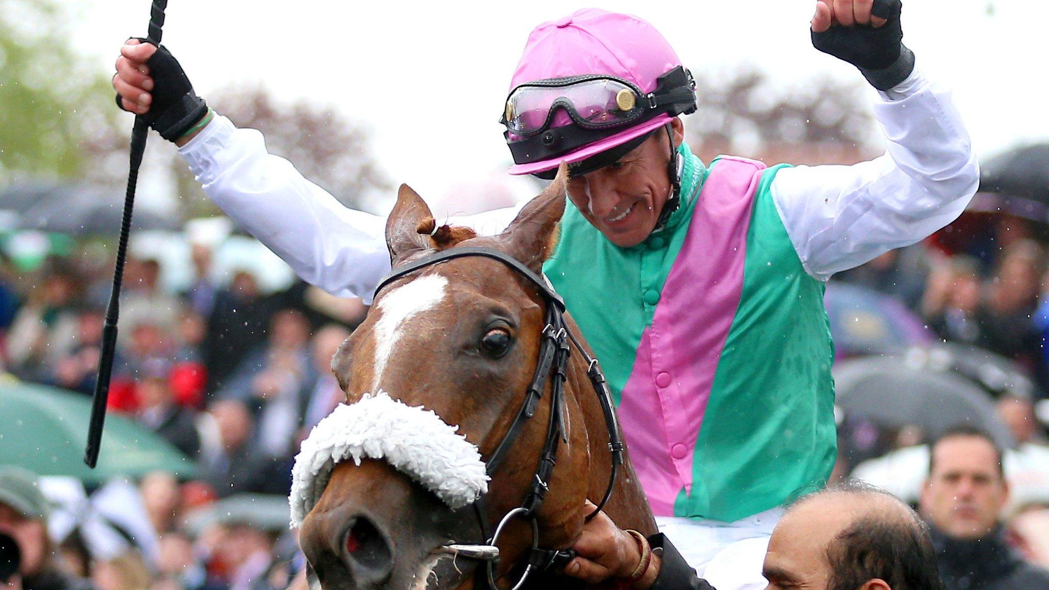 Frankie Dettori after winning the 2,000 Guineas at Newmarket on Chaldean