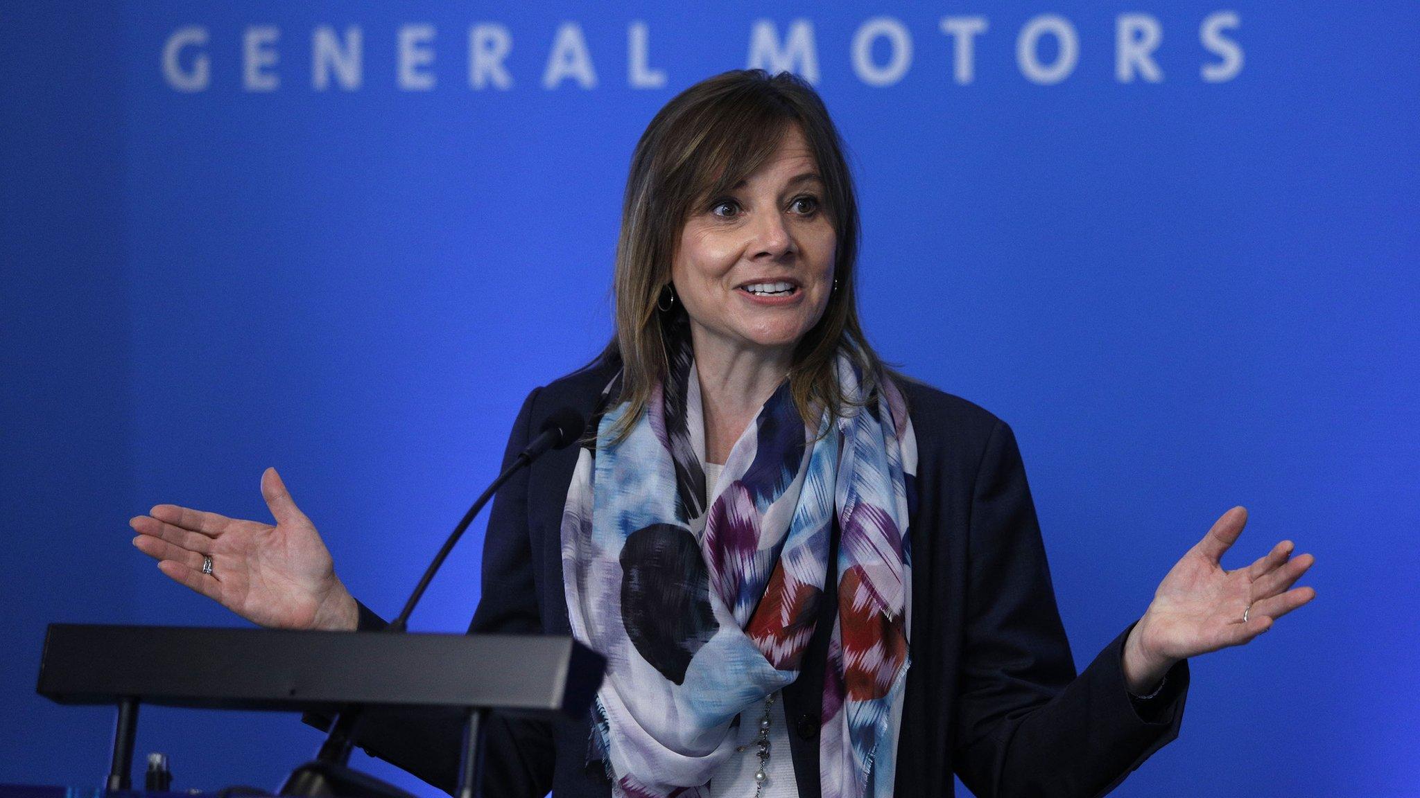 General Motors (GM) CEO Mary Barra speaks to the news media before the automobiile maker"s annual meeting of shareholders at GM world headquarters June12, 2018 in Detroit, Michigan.