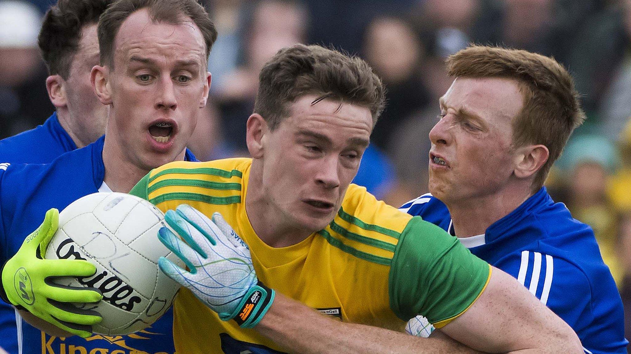 Ciaran Thompson (centre) kicked three superb points for Donegal