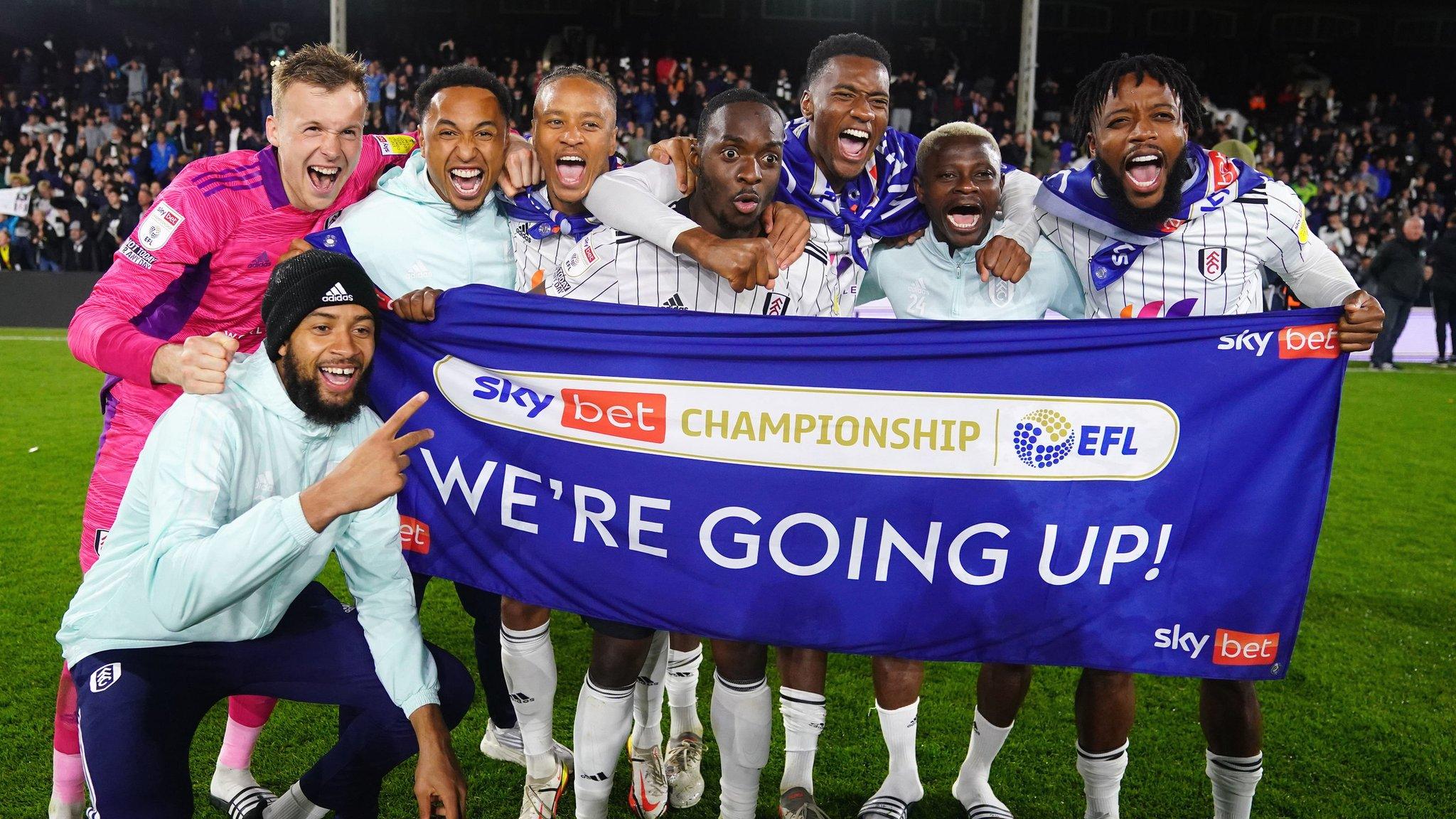 Fulham celebrate promotion to the Premier League