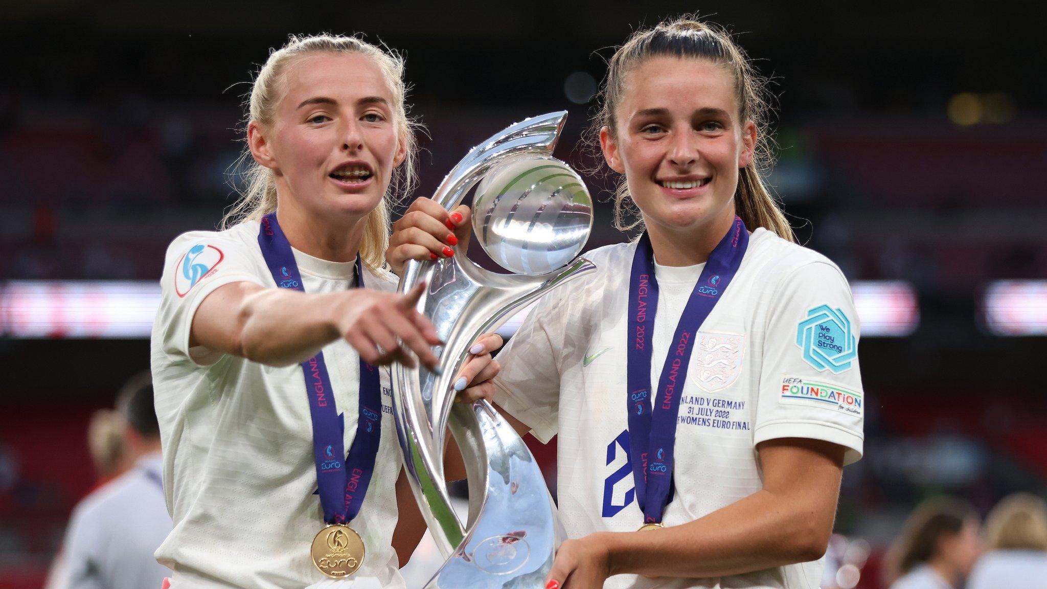 Chloe Kelly and Ella Toone celebrate